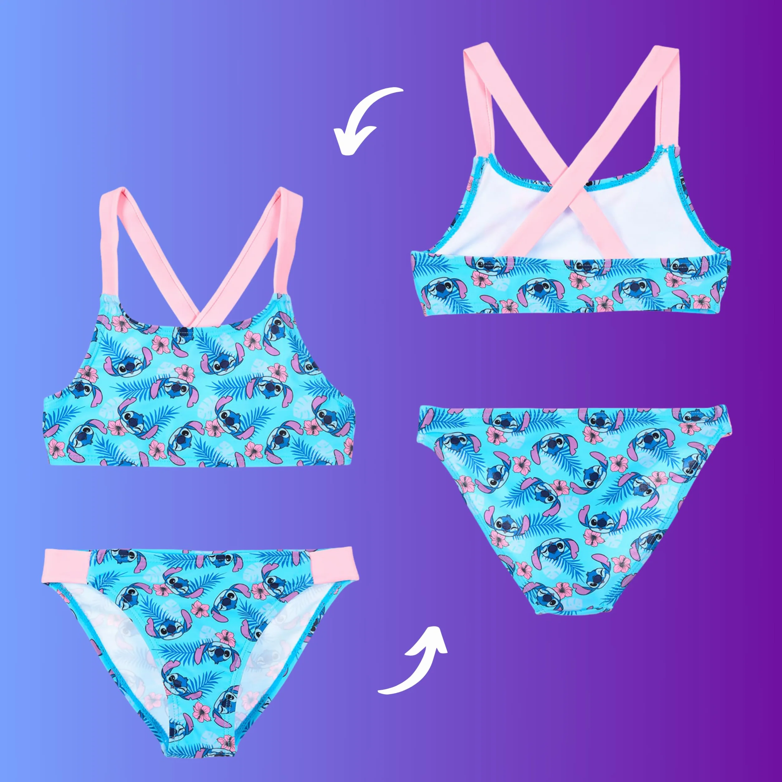 Disney Stitch Bikini Niña Bañador Dos Piezas Tallas 6-12 Años