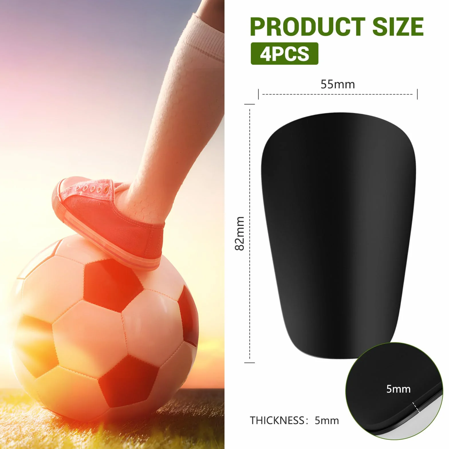 CLOPAE Mini espinilleras fútbol 8x5 cm niños niñas
