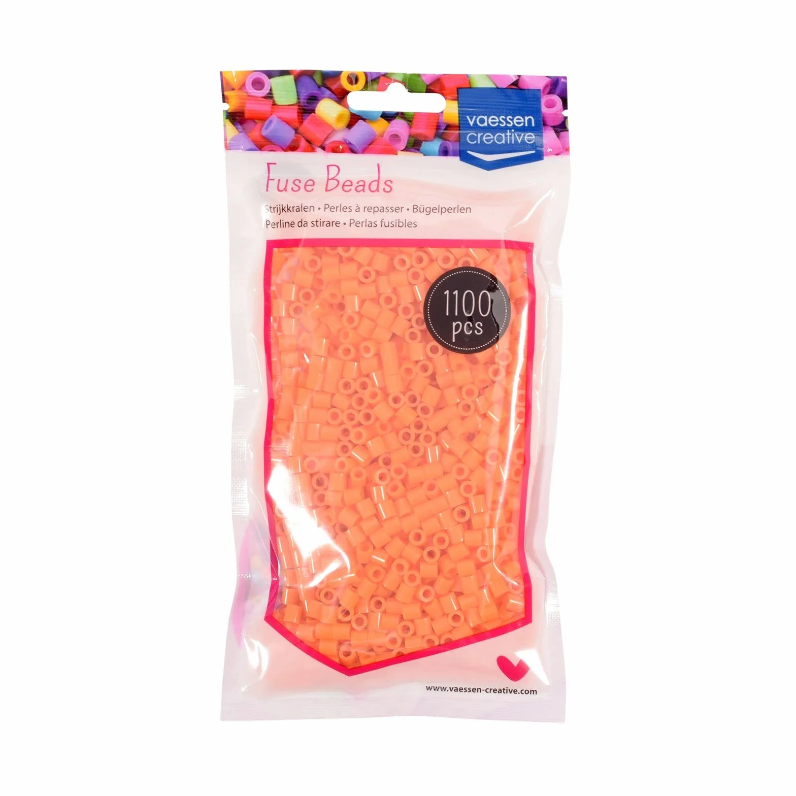 Vaessen Creative Perlas Fusibles, Naranja, Set de 1100 Piezas para Manualidades DIY para Niños, Creación de Joyas, Decoraciones Hechas en Casa y Otras Ideas de Manualidades