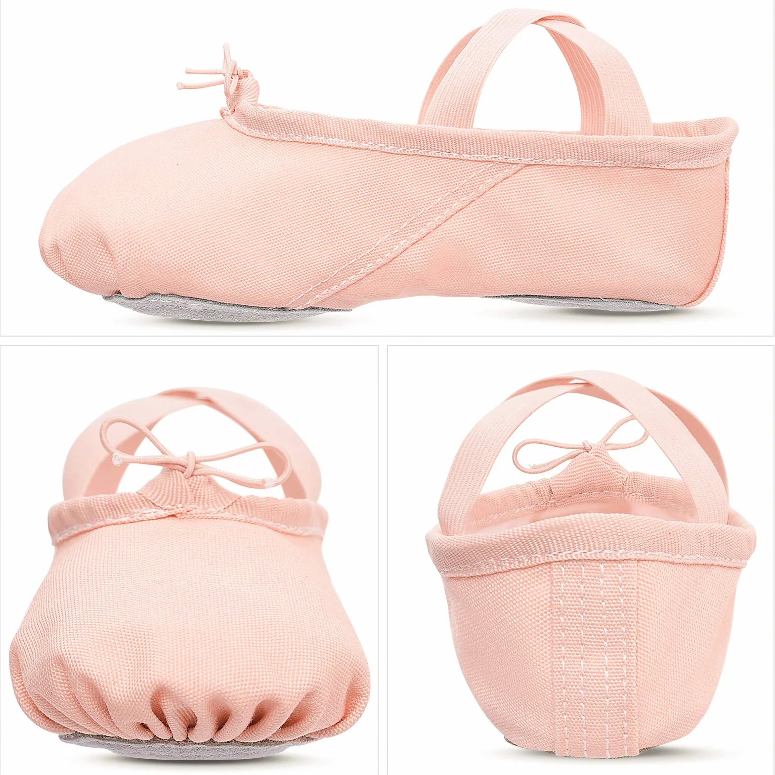 Zapatillas de Ballet Danza Canvas para Niña y Mujer Suela Partida de Cuero Tallas 22-44
