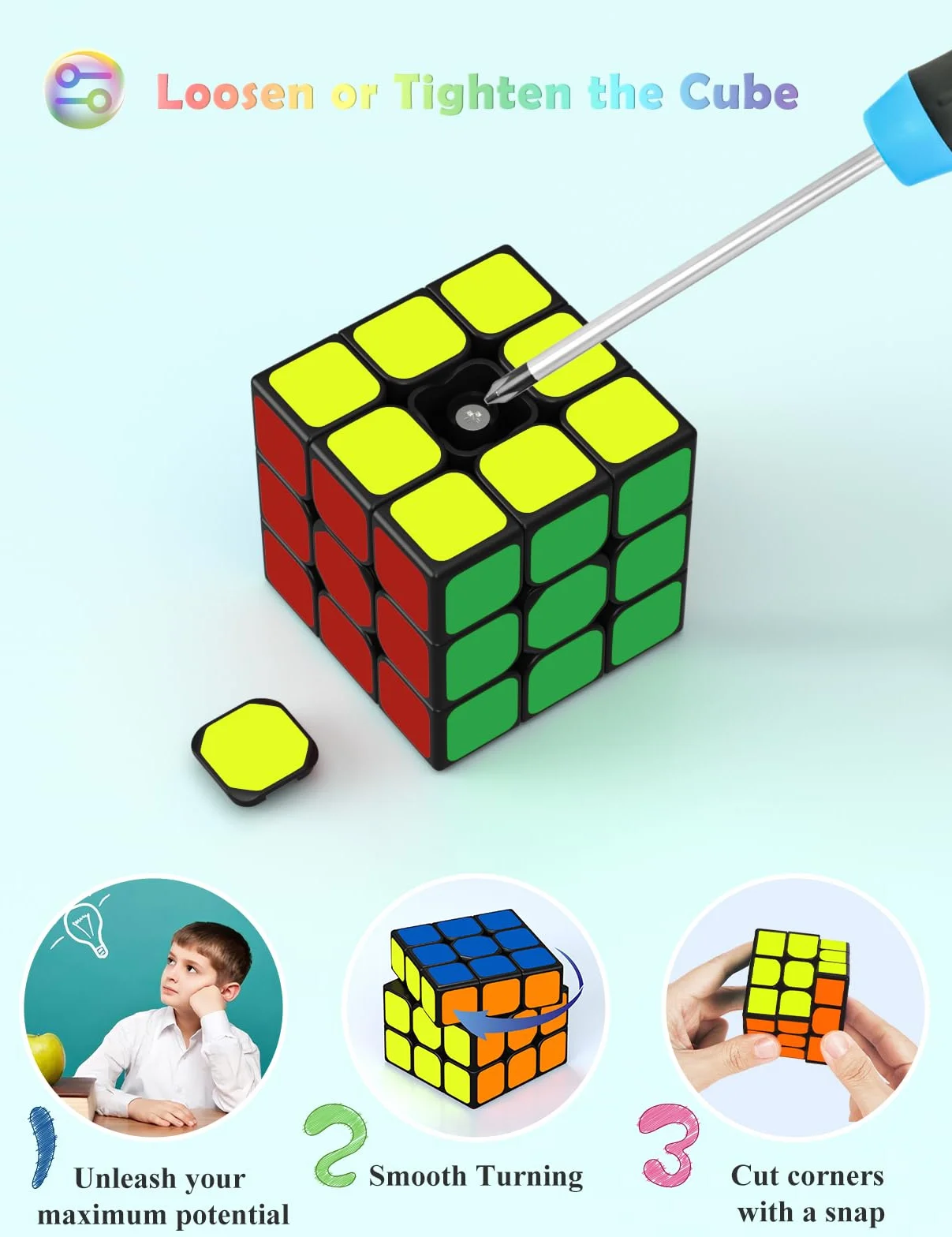 ROXENDA Speed Cube Set, Cubos de Velocidad 2X2 3X3 Speed Cube Originale Cubo Mágico con Instrucción