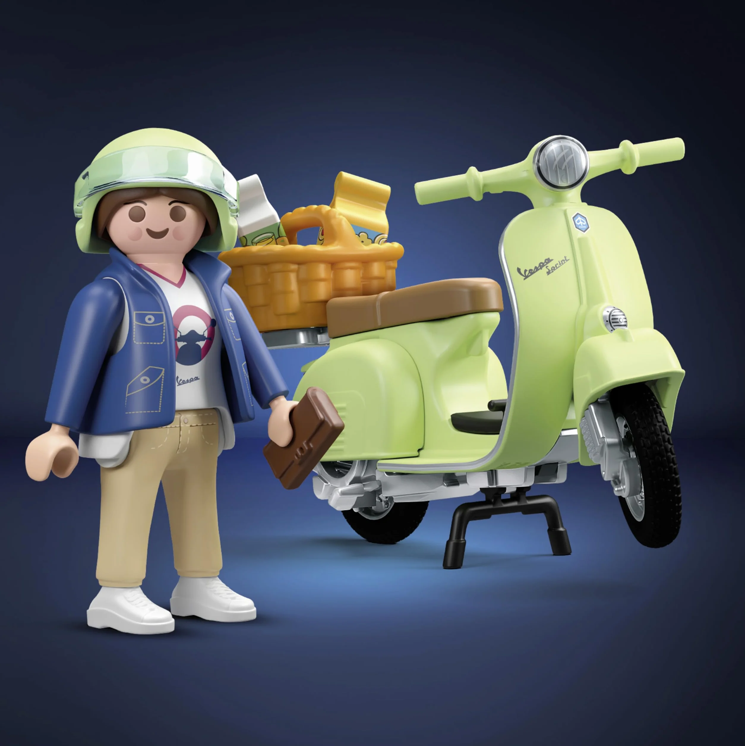PLAYMOBIL Cars 71621 1969 Vespa 150 Sprint Veloce, Verde Claro, Modelo Fiel para Coleccionistas