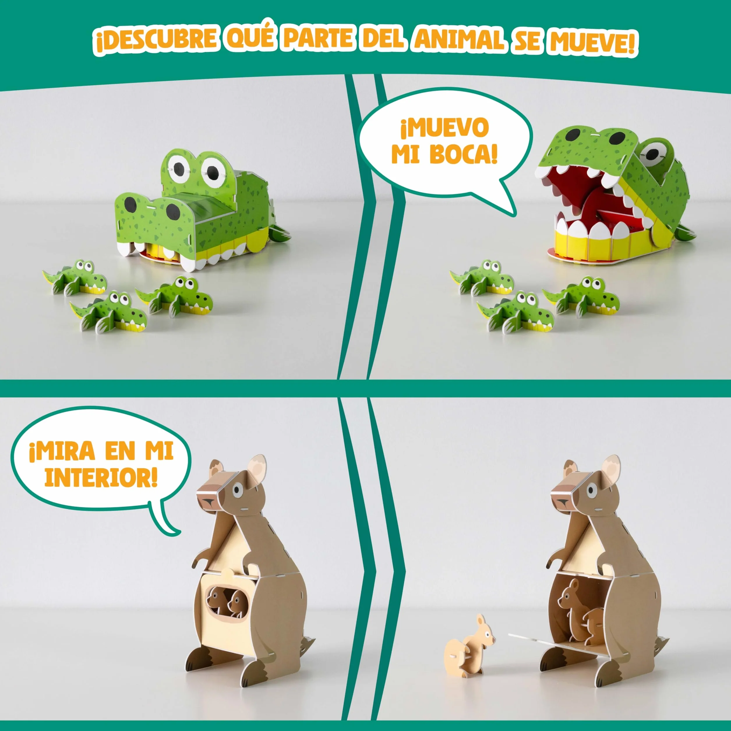 BONNYCO Puzzle 3D Animales de la Jungla, Pack 8 Rompecabezas Infantil para Niños 6-10 Años