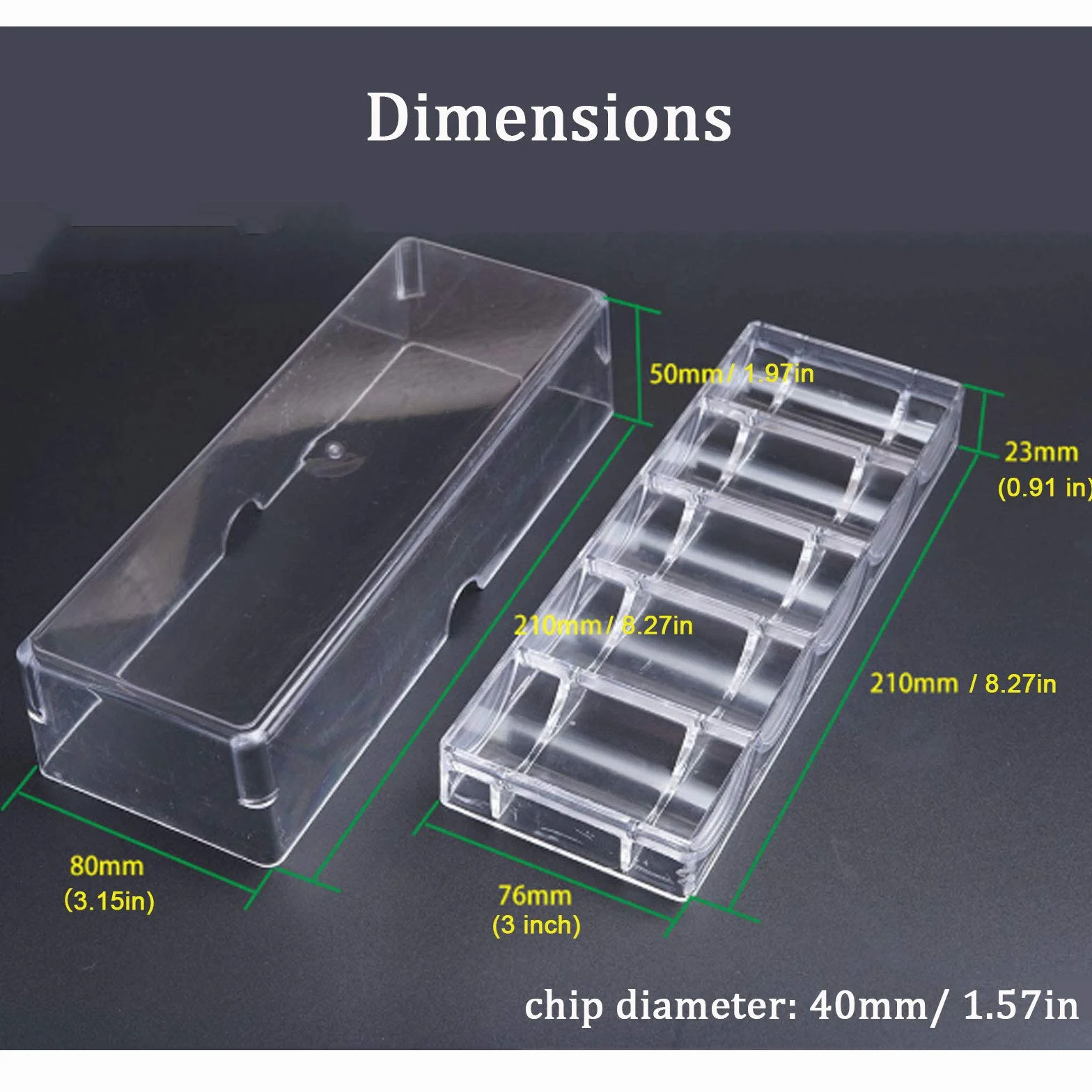 2 Piezas Caja da Fichas de Póquer Bandeja de Fichas de Póquer Transparente Caja de Almacenamiento de Chips Con Tapa para Almacenamiento de 100 Fichas para Accesorios para Fichas de Póker de Casino