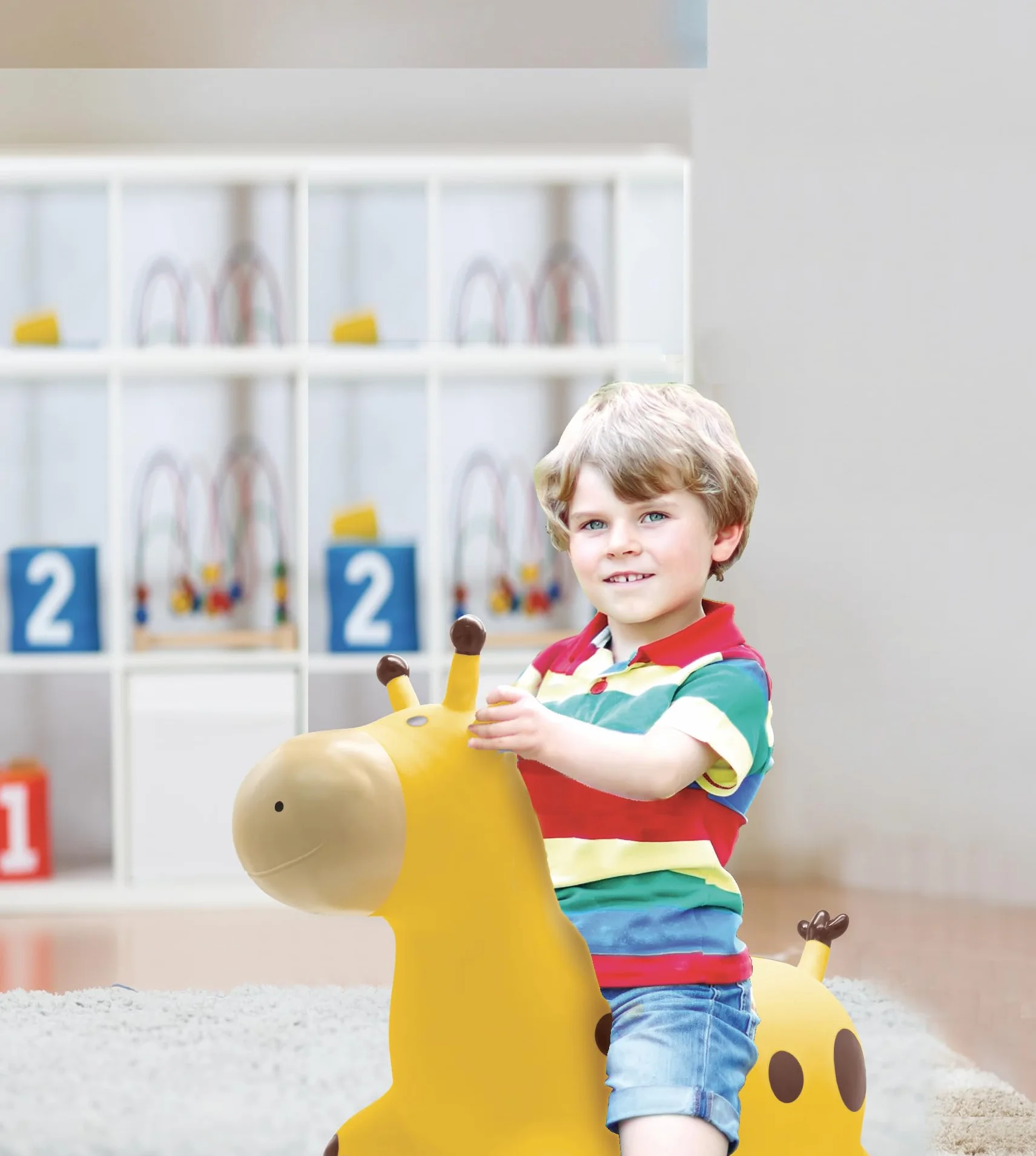LEXIBOOK Inflable Jirafa Saltarina Amarillo Juego de Rebote Interior Exterior Plástico Seguro Resistente