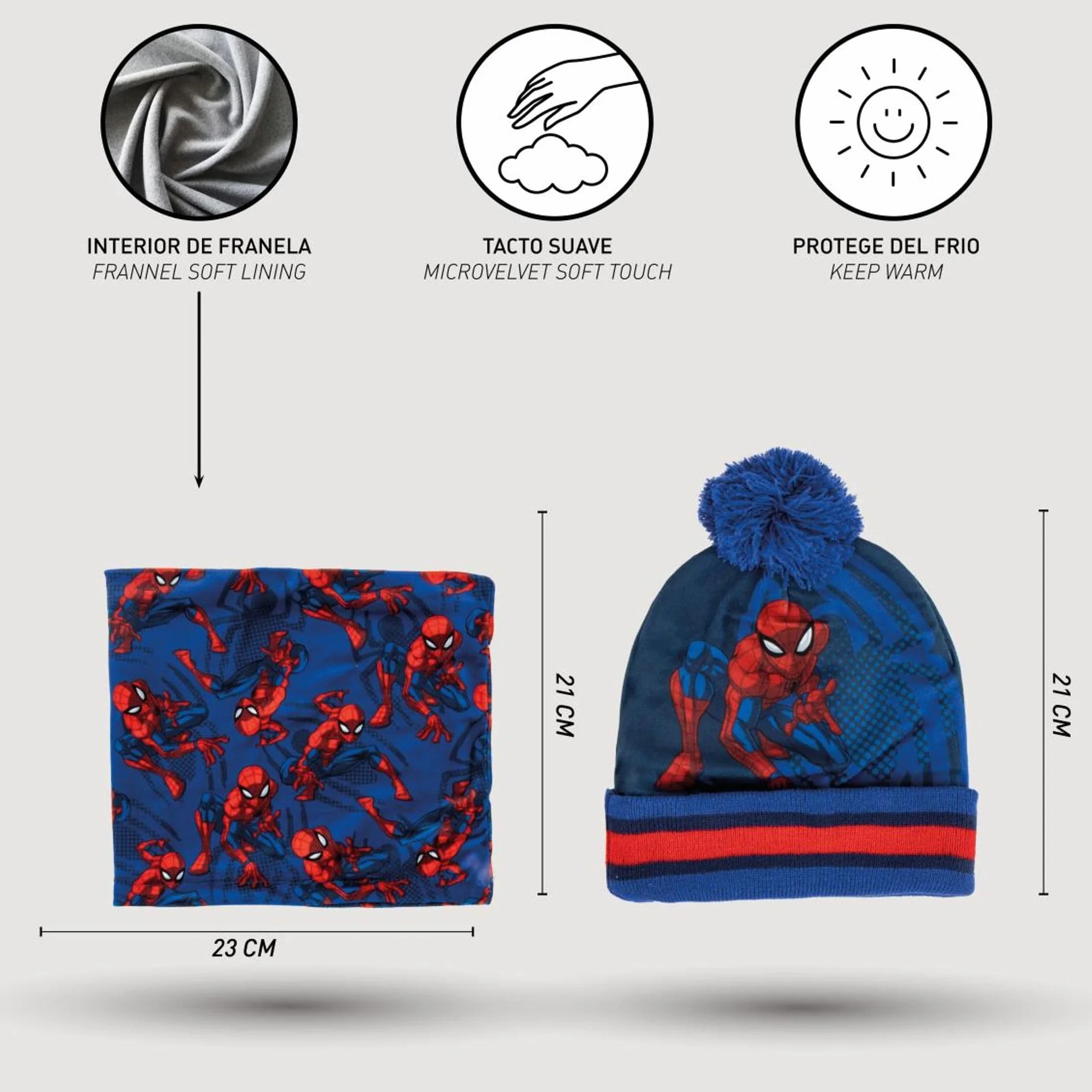 CERDÁ LIFE'S LITTLE MOMENTS Conjunto Gorro Guantes Braga Spiderman Cómodo Práctico