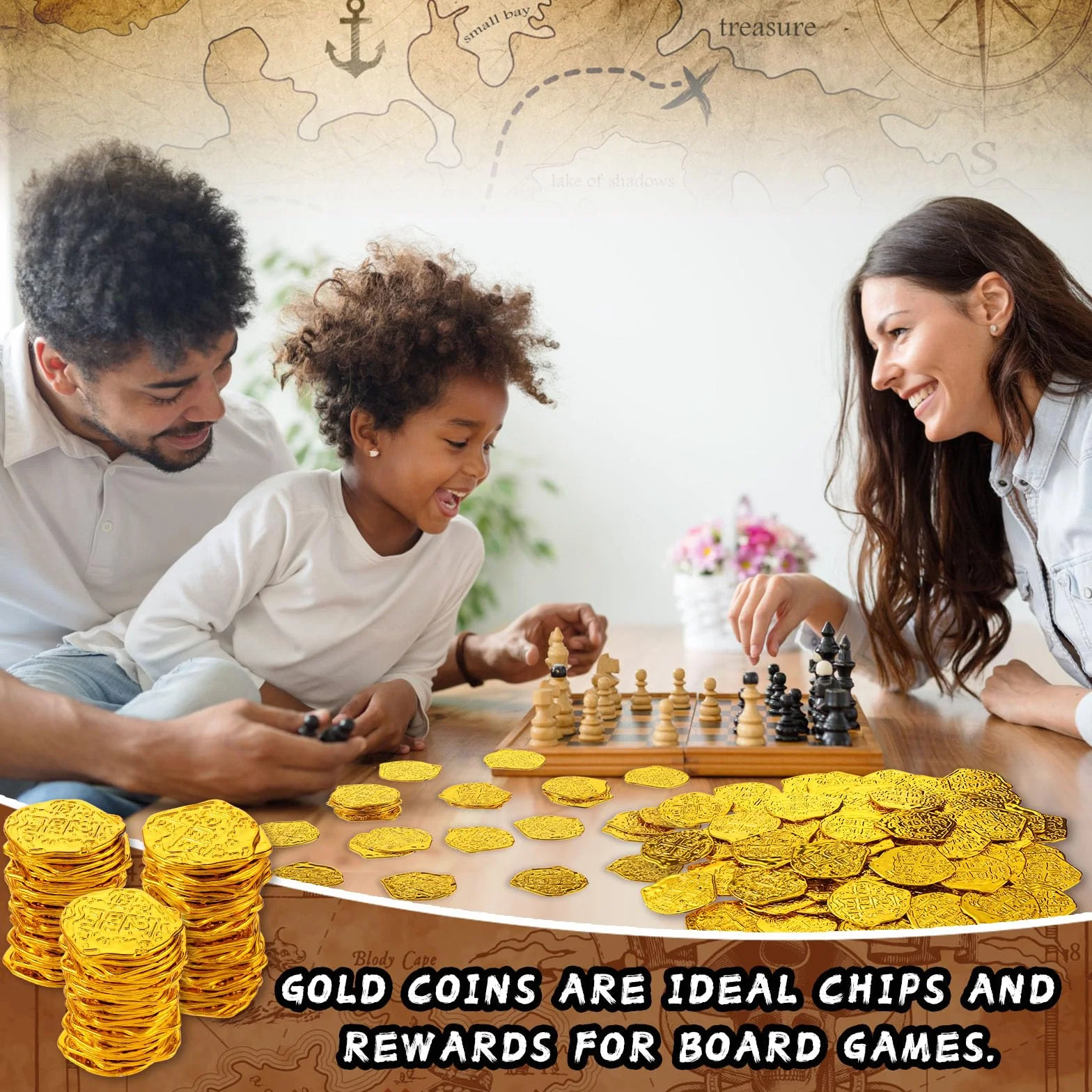 100 Piezas Monedas Pirata Réplica de Moneda de Plástico Doblones Españoles Monedas Juguete de San Patricio Decoraciones de Fiesta Pirata para Eventos Temáticos de Aventura de Halloween