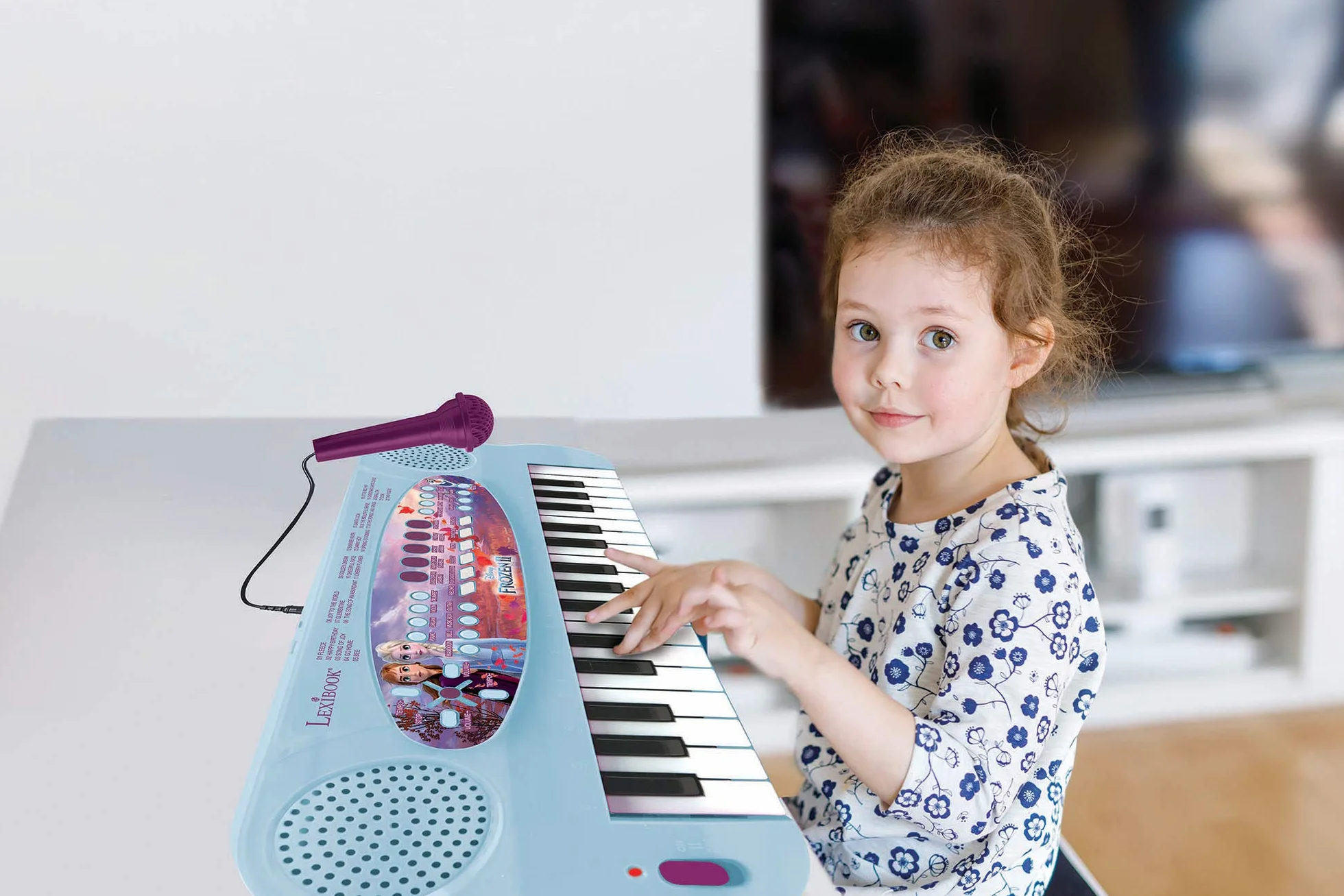 Lexibook, Frozen, Teclado electrónico, Piano 32 Teclas, Micrófono para Cantar, 22 Canciones de demostración, Funciona con Pilas, Azul/Morado, K703FZ