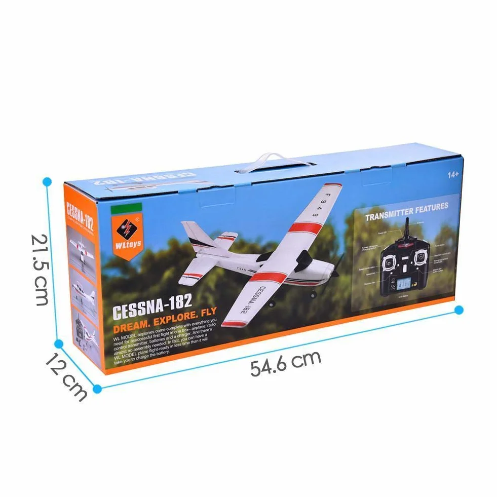 SATKIT WLToys Avión Radio Control Cessna 182 500mm Envergadura 3CH 2.4GHz Listo para Volar Acrobático EPS