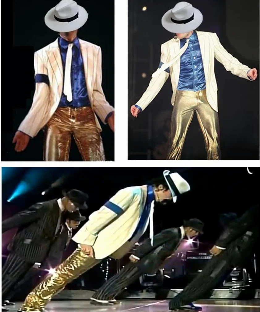 Adulto Disfraz Jacket Chaqueta+Pantalones+Shirt+Sombrero+Tie Ropa Costume Stripes Smooth Y Criminal Halloween Navidad Cosplay Fiestas Retro Hombre Trajes