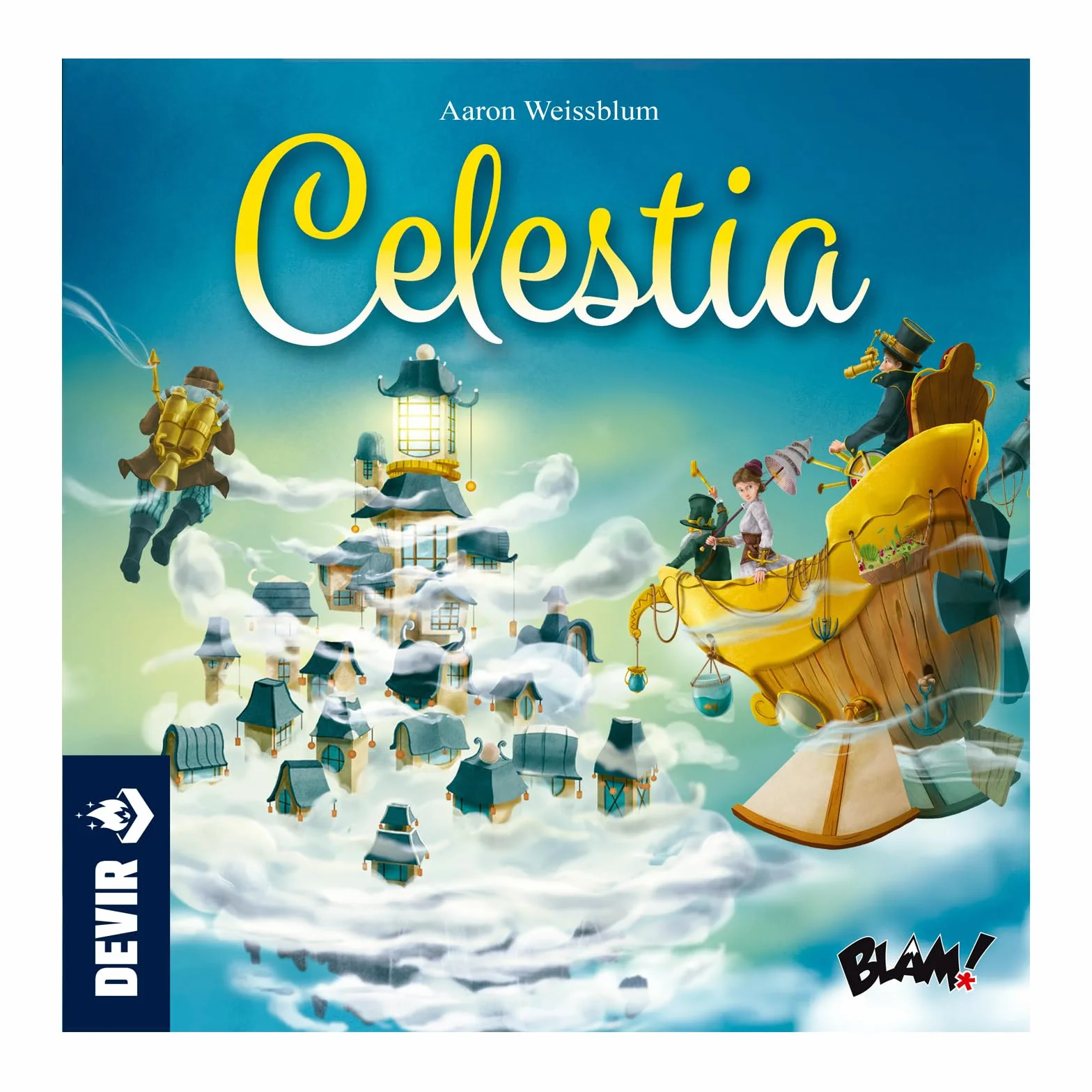 Devir – Celestia, Juego de Mesa de Aventuras Fantásticas y Exploración Aérea | Forzar la Suerte, Gestión de Cartas y Dados | Familiar y Casual | Versión española (BGCELEPS)
