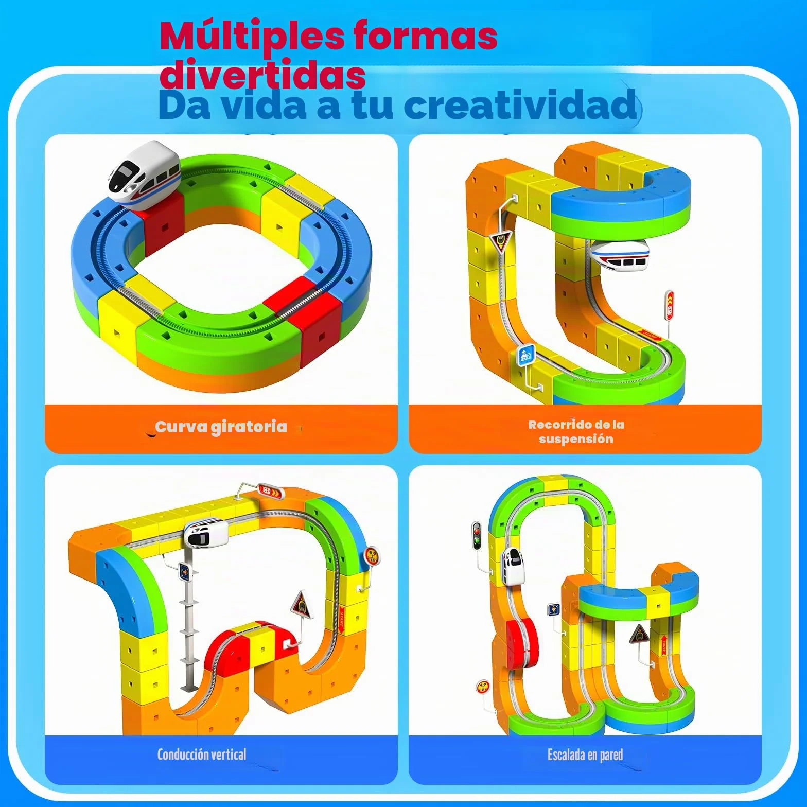 Goody King Tren Eléctrico Juguete Niños 69 Piezas - Kit de Construcción 3D DIY con Vías Magnéticas, Incluye Trenes Electricos, Juguete Educativo Stem Creativo para Niños de 4 a 12 Años