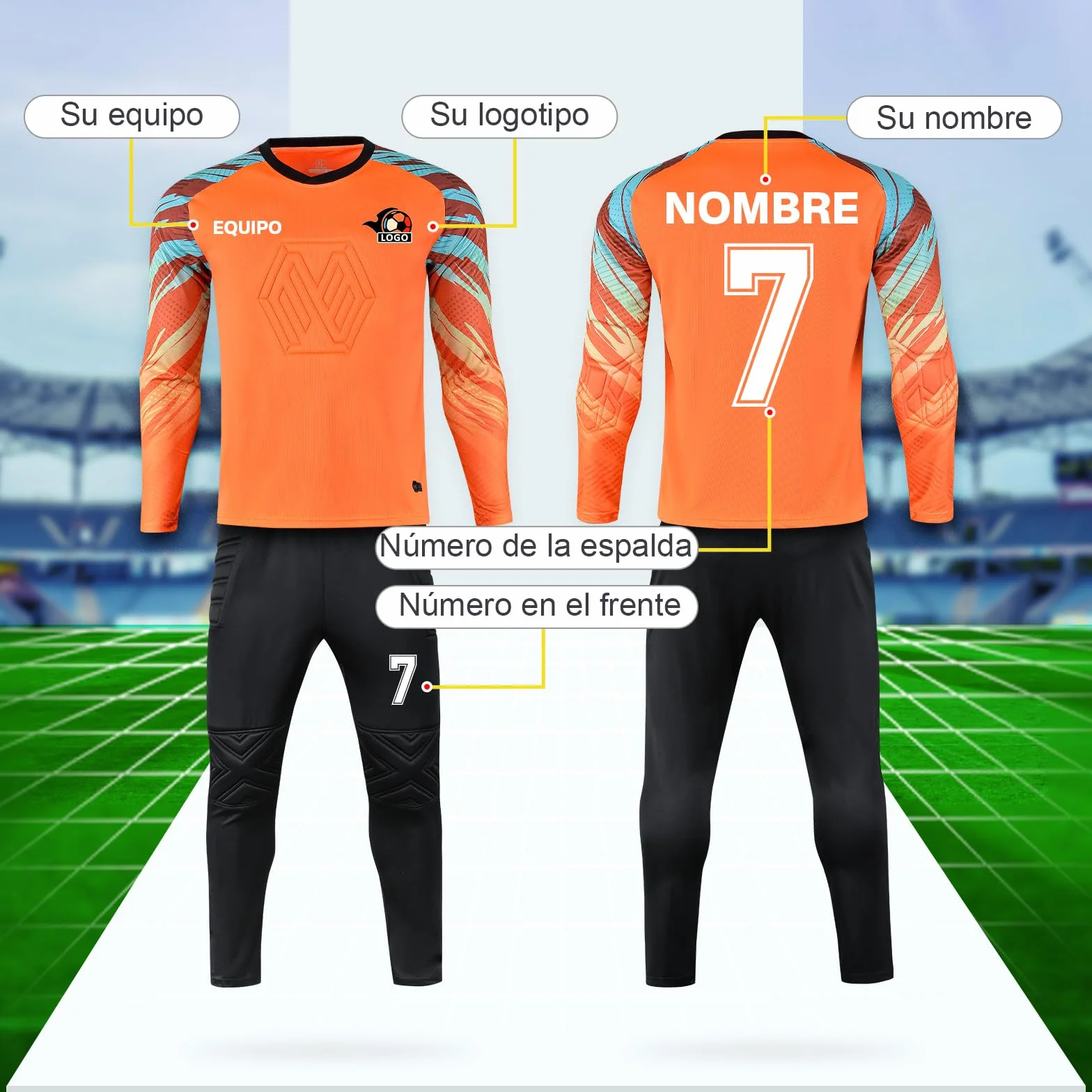 LAIFU Equipaciones de Portero Personalizado Niño Adulto Camiseta Fútbol Pantalón Corto