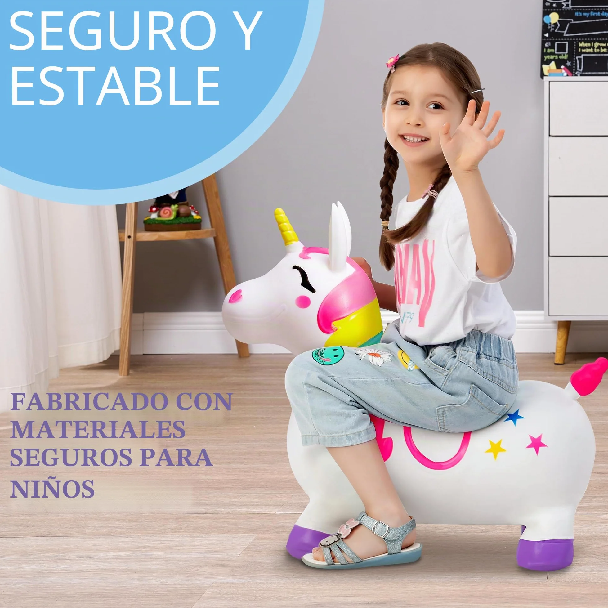 JOYIN Unicorn Bouncy Horse Kids Ride On Toy, Hopper Unicornio, Hopping Animal Toy for Toddlers Boys Girls Indoor Outdoor Bouncing Riding Activities