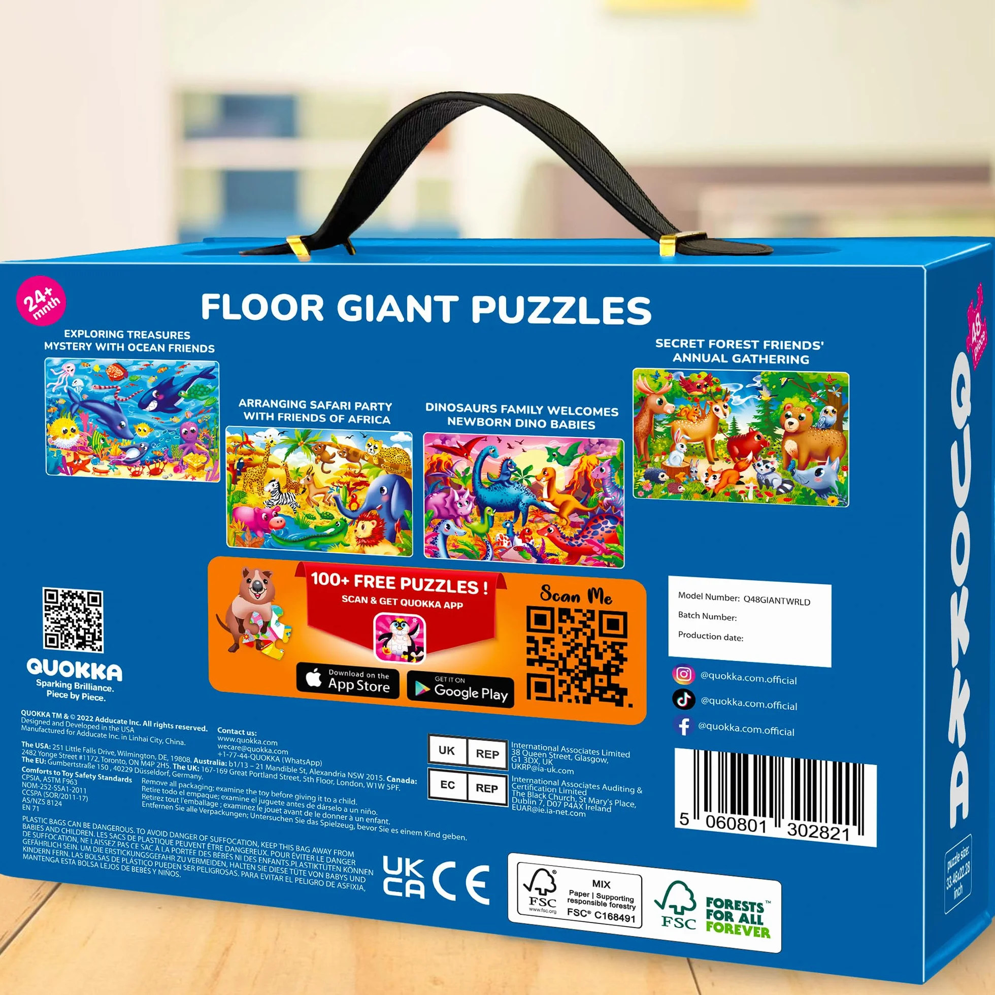 QUOKKA Puzzle Mapa Mundi Infantiles 3 4 5 Años - 60x90 cm 48 Piezas Puzzle XXL Gigante de Suelo para Niños 5 6 Años - Grande Juguete Mundo - Regalo Educativo para Niños y Niñas de 2 a 6