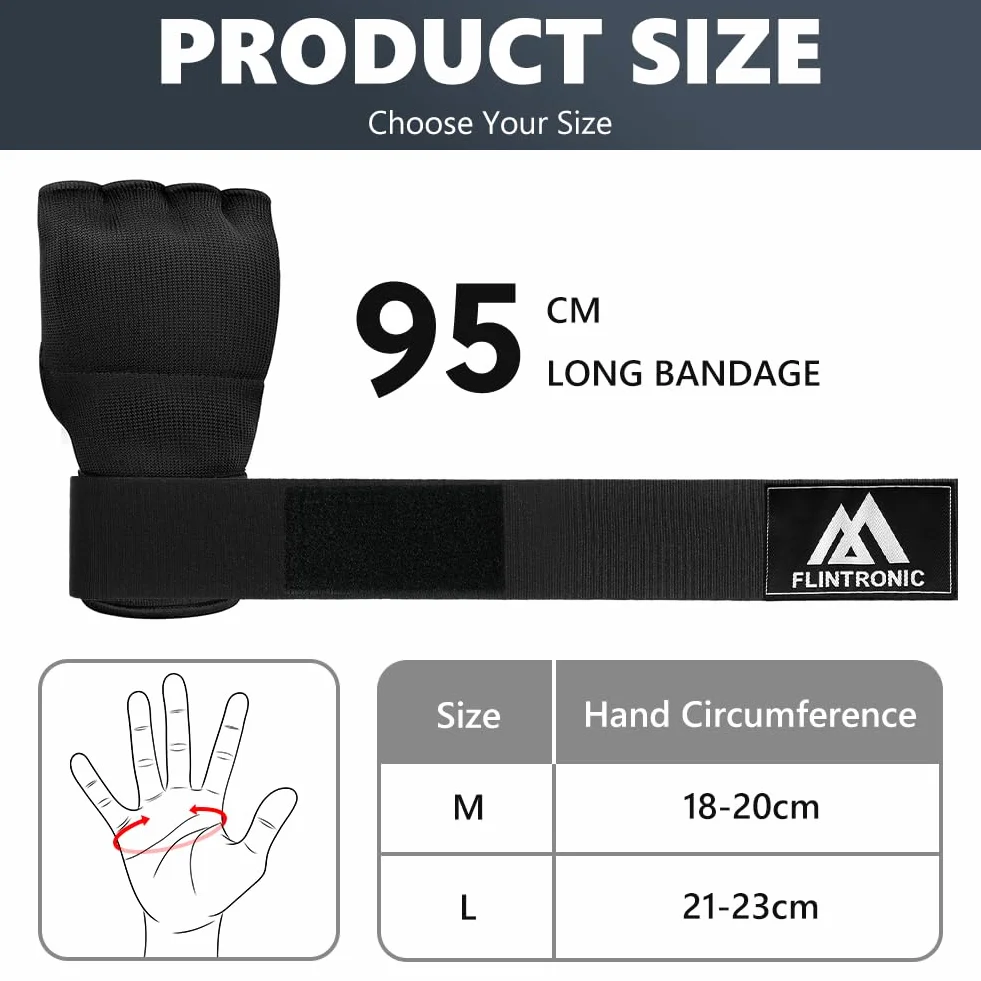 Flintronic Guantes de Boxeo 95cm Correa de Muñeca Acolchado Protección para Manos Muay Thai MMA