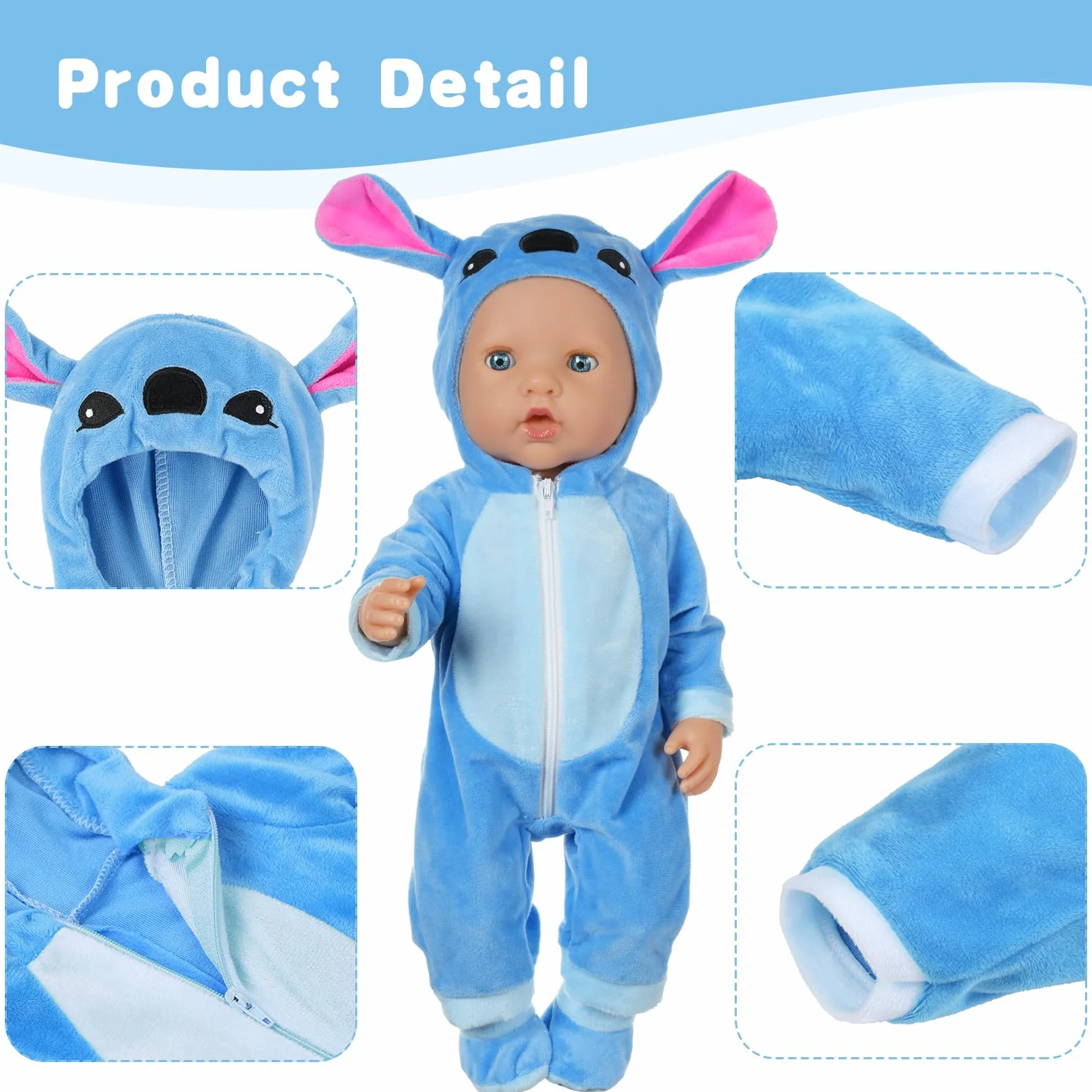 Aolso Ropa para Muñecas Bebé，Ropa para Muñecos Bebé de 35cm-45cm，Conjunto de Ropa de Muñeca,Juego de Disfraz de Muñeca para Niños y Niñas,Accesorios para Muñeca(no muñecas)-Puntada