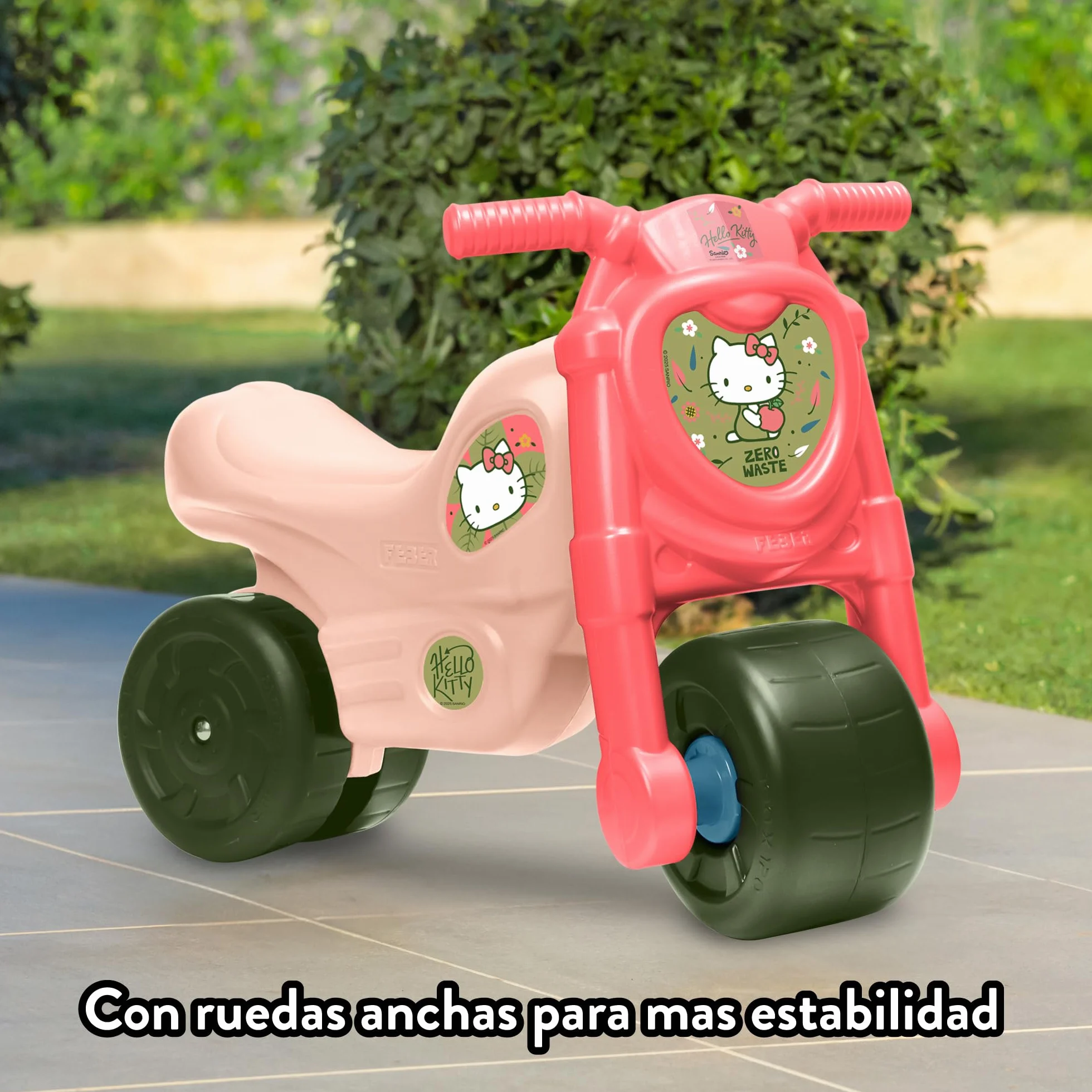FEBER - Hello Kitty Motofeber, Correpasillos con Forma de Moto y con Pegatinas Divertidas de Hello Kitty, Estable y Seguro, Desarrollo niños y niñas de 18 Meses a 3 años, Famosa (FE200000)