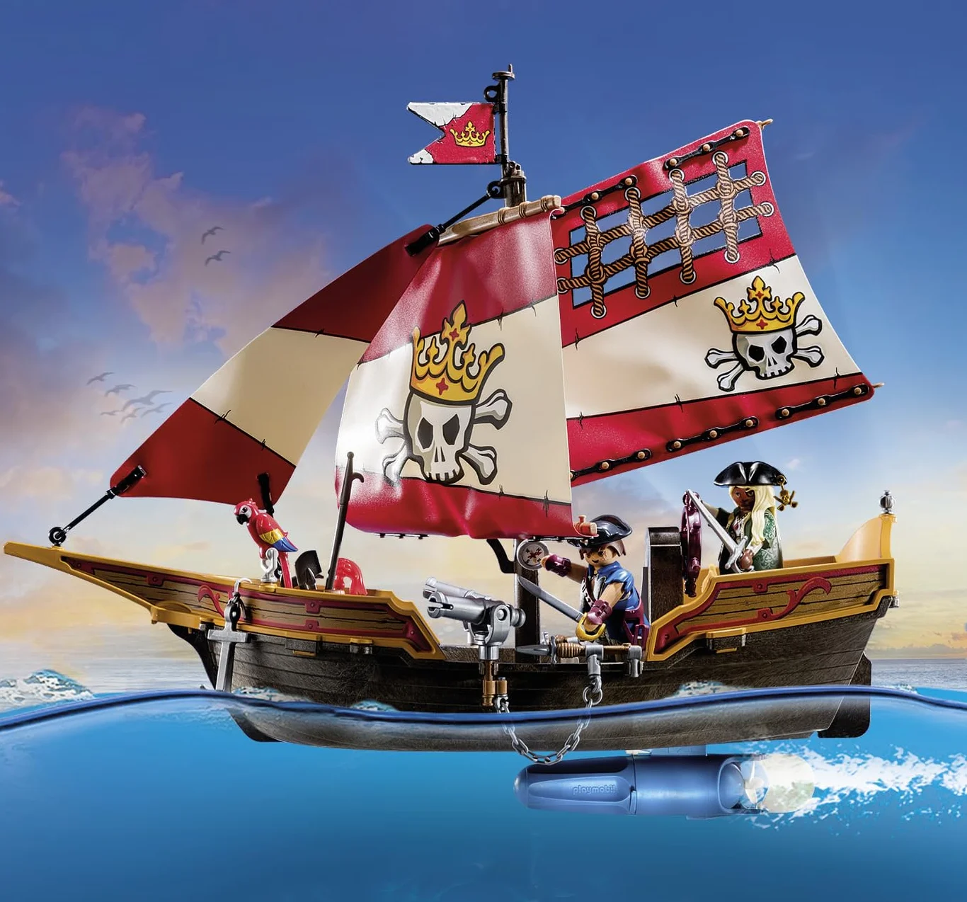 PLAYMOBIL Pirates 71418 Barco Pirata, Aventuras en Alta Mar, Juguetes para niños a Partir de 4 años