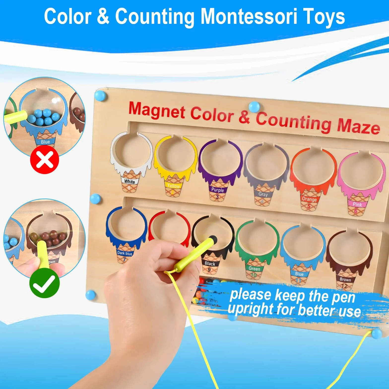 Wooderma Juguetes Niños 2 3 4 5 Años, Juguetes Montessori Laberinto Magnetico de Colores y Números con Caja Regalo, Niña y Niño, Juegos Educativos Niños o Brinquedos 2 3 4 5 Años