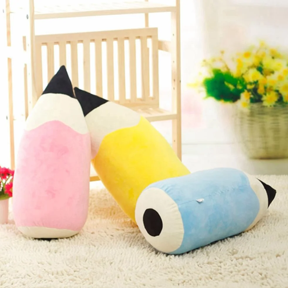 Almohada Tipo Lápiz, Almohada de Felpa para el Aula para Niños, Rincón de Lectura, Cojín de Regreso A la Escuela, Cojín de Regalo para Maestros para la Habitación D