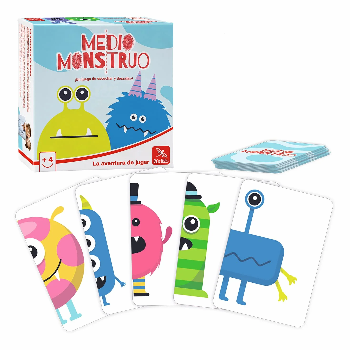 Ludilo - Medio Monstruo | Juegos De Mesa Niños 4 Años O Más | Juegos Educativos Niños 4 Años De Partidas De 10 Minutos | Juego De Mesa De 2 A 4 Jugadores
