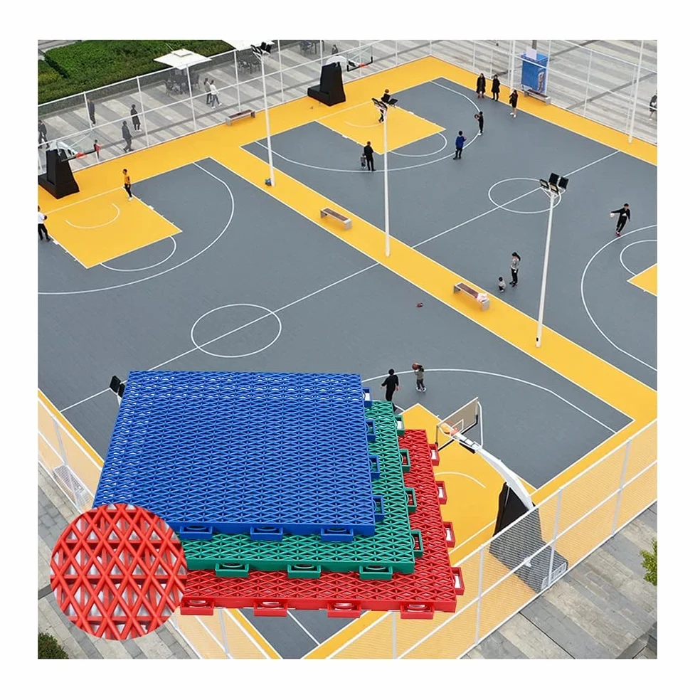 CXKJP Loseta Baldosas De Suelo Entrelazadas Modulares Cancha Baloncesto Exterior Alfombrilla Deportiva Plástico Resistente Intemperie