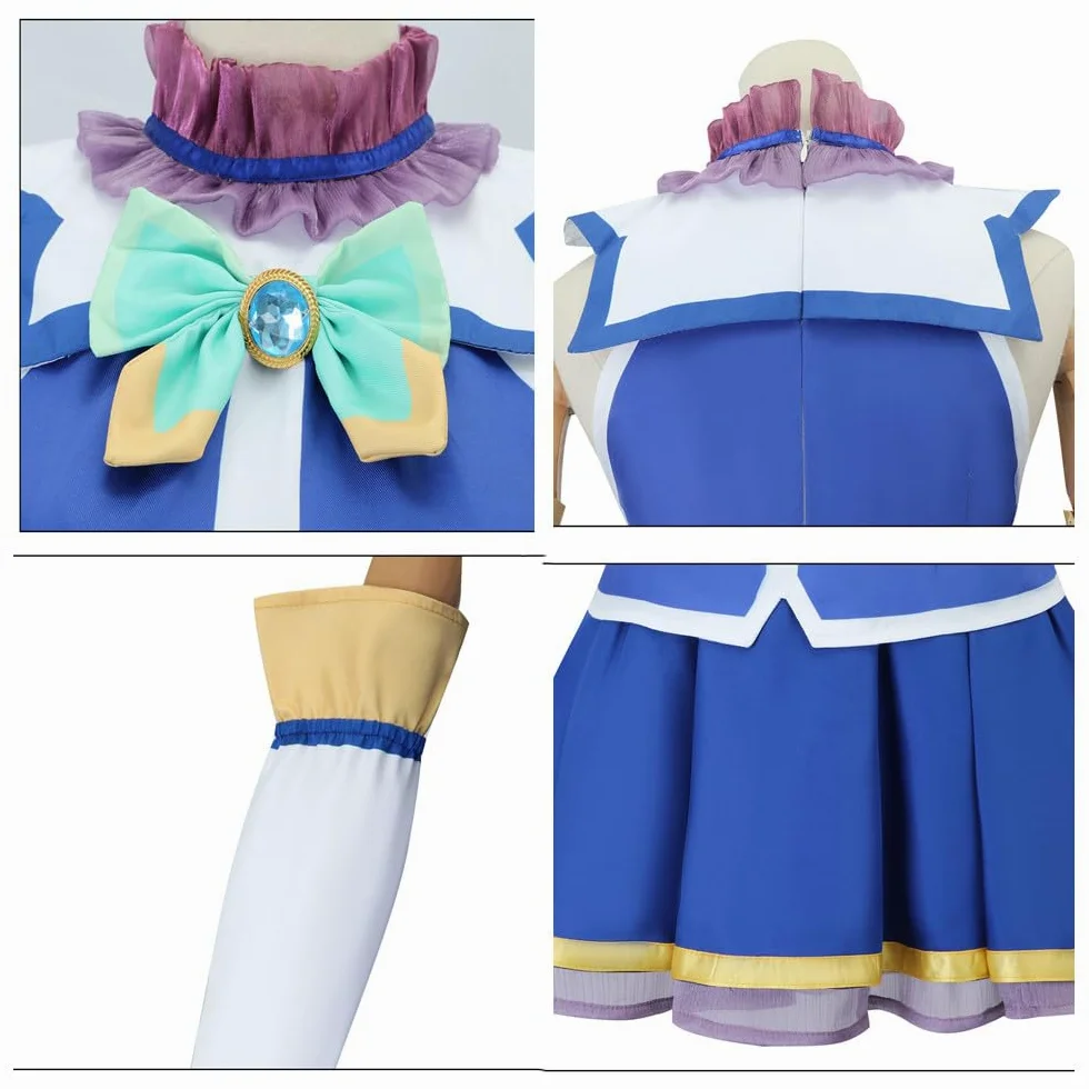 Disfraz de anime para mujer, disfraz de chaleco azul para Halloween
