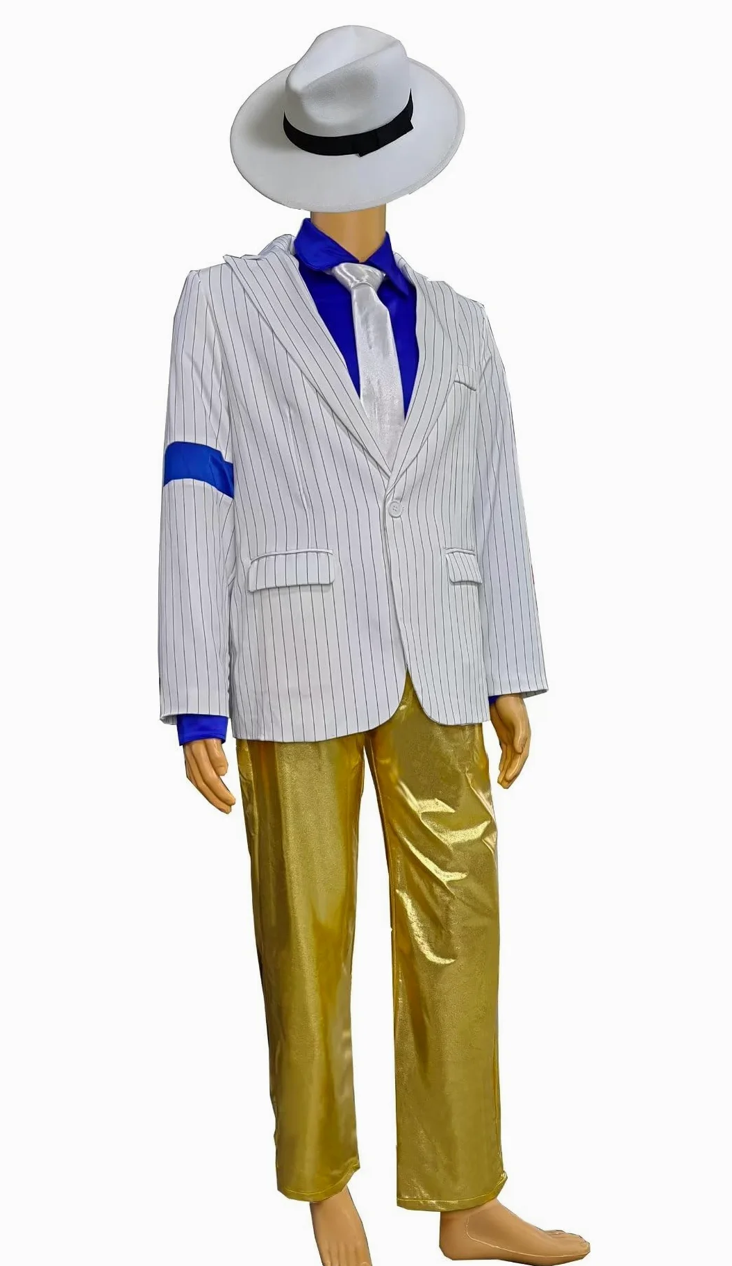 Adulto Disfraz Jacket Chaqueta+Pantalones+Shirt+Sombrero+Tie Ropa Costume Stripes Smooth Y Criminal Halloween Navidad Cosplay Fiestas Retro Hombre Trajes