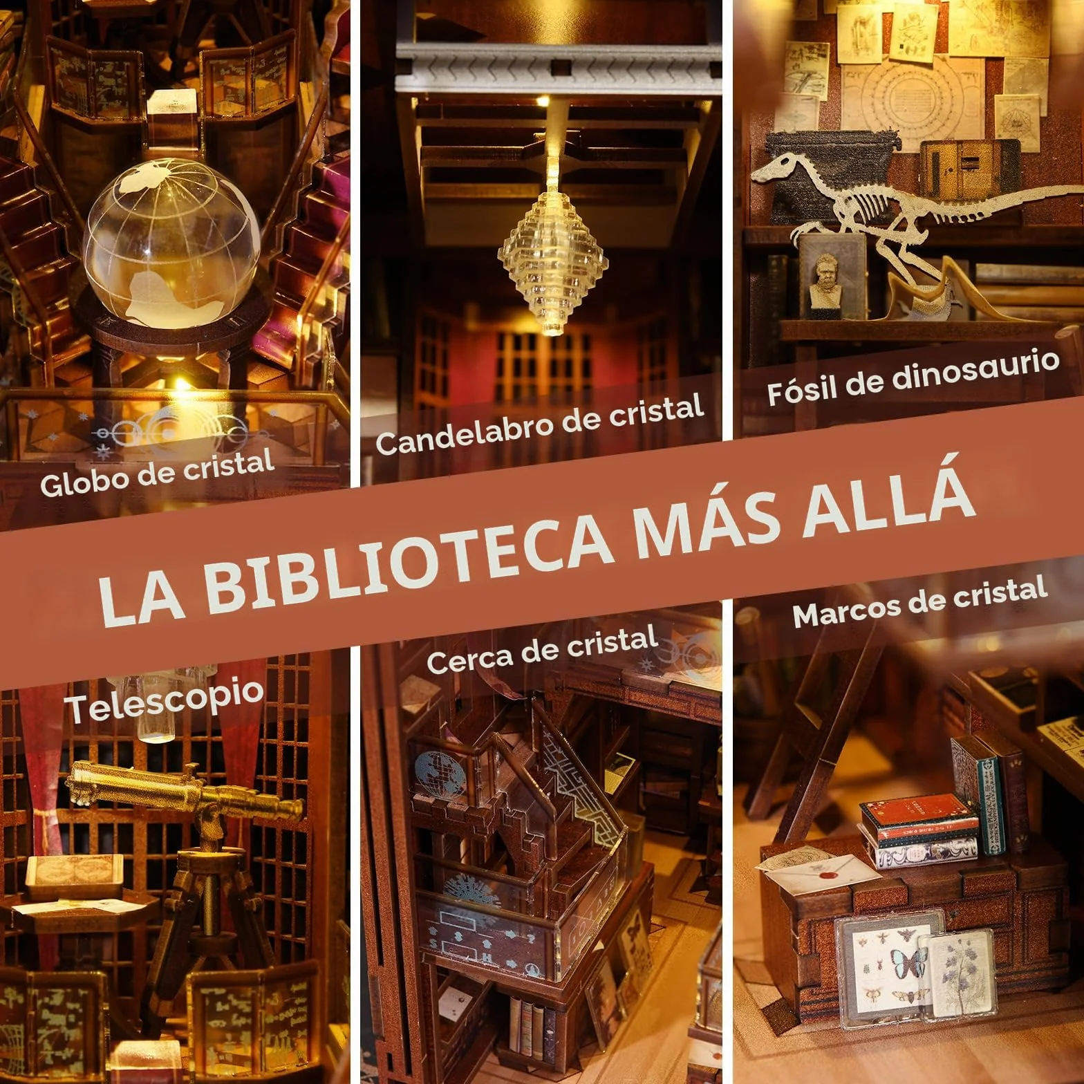 MiniCity Book Nook Kit DIY Miniature Booknook 3D Puzzle Madera con Luz LED para Estantería