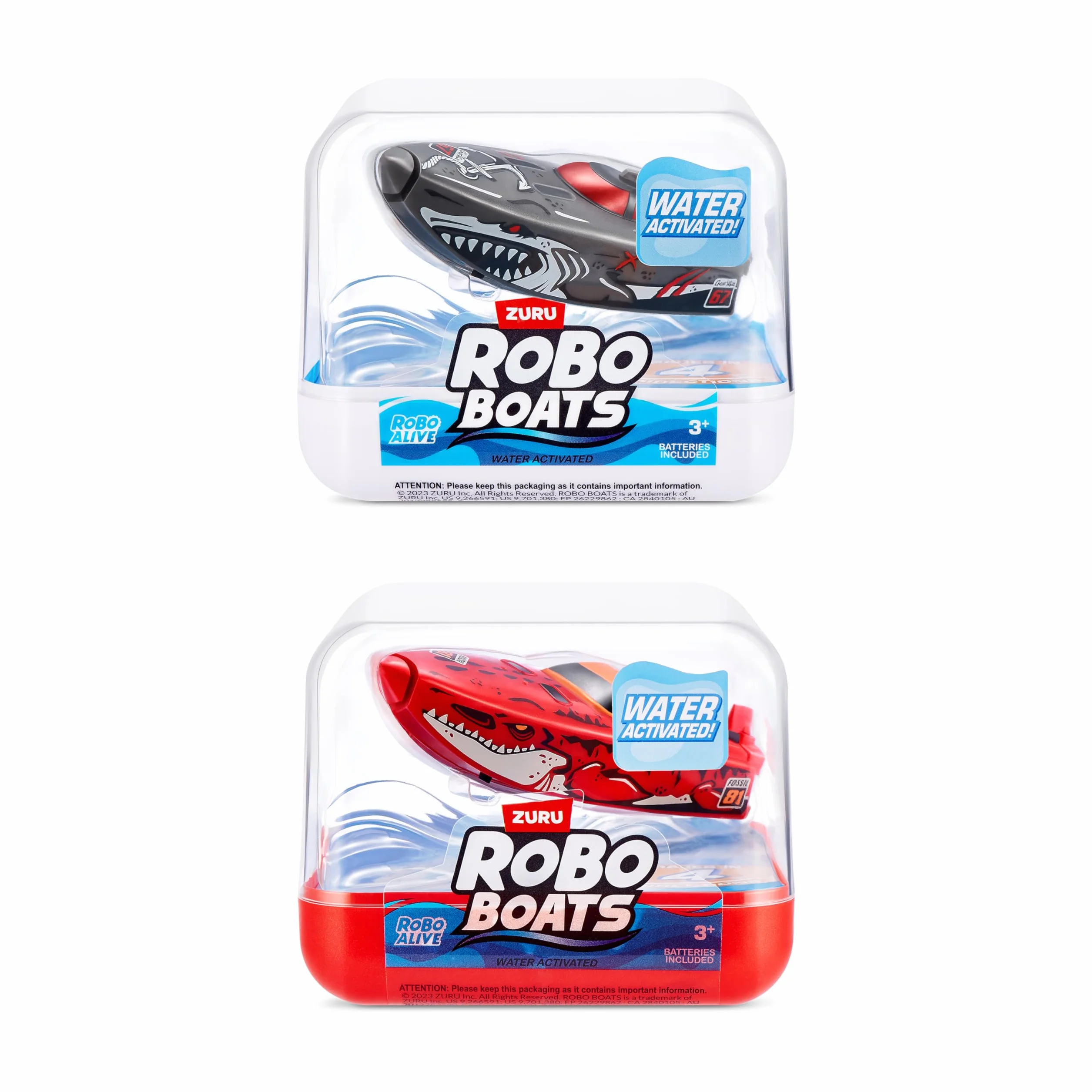 ZURU Robo Alive Robo Boats, White Shark & Dino Shark Boat, 2 Pack, (Amazon Exclusive)