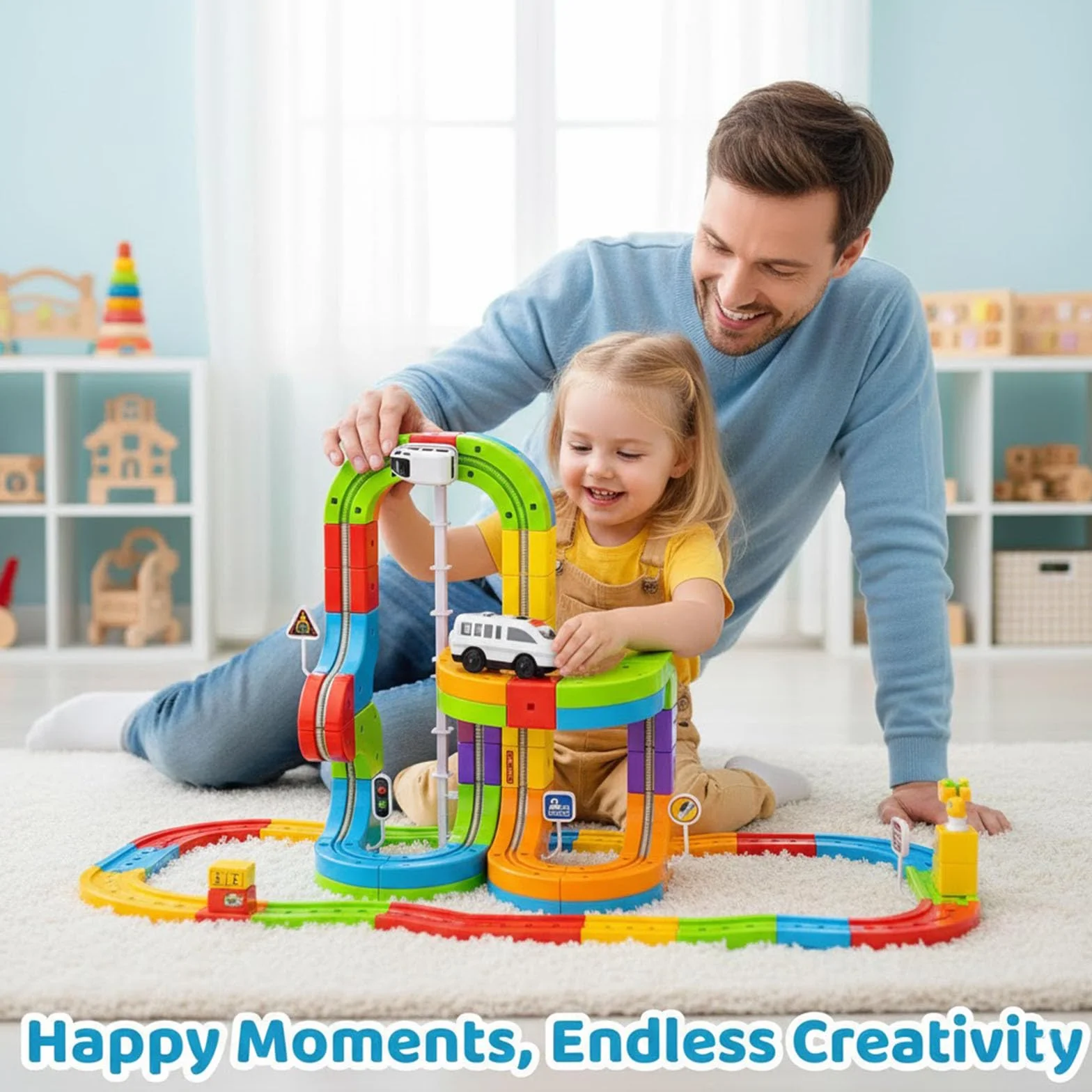 Track Fusion Juego de tren eléctrico construcción de cubo mágico tren motorizado gravedad sistema pista 3D regalo aprendizaje niños niñas 123 piezas