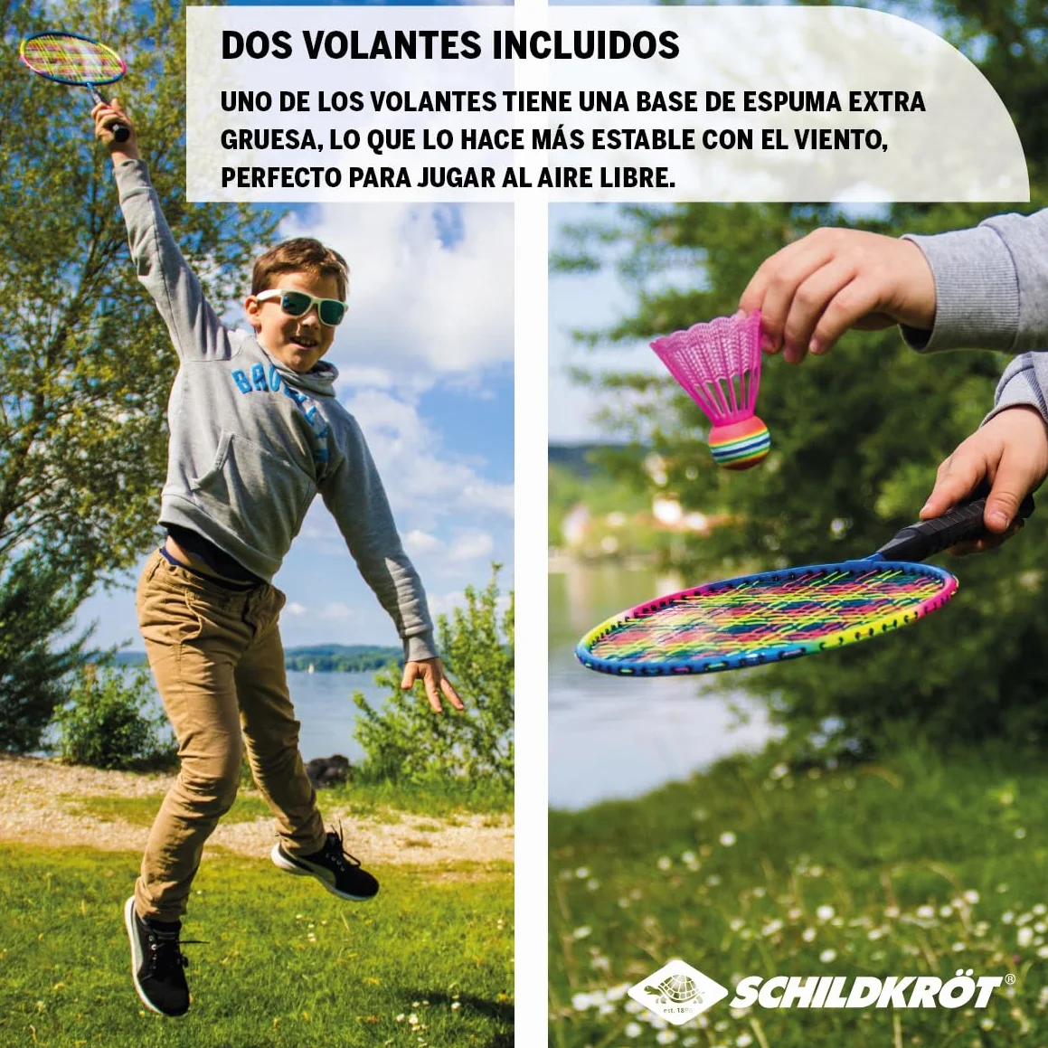 Schildkröt Set de Bádminton Junior 2 Raquetas Acortadas 45,5 cm 2 Volantes Funda de Transporte