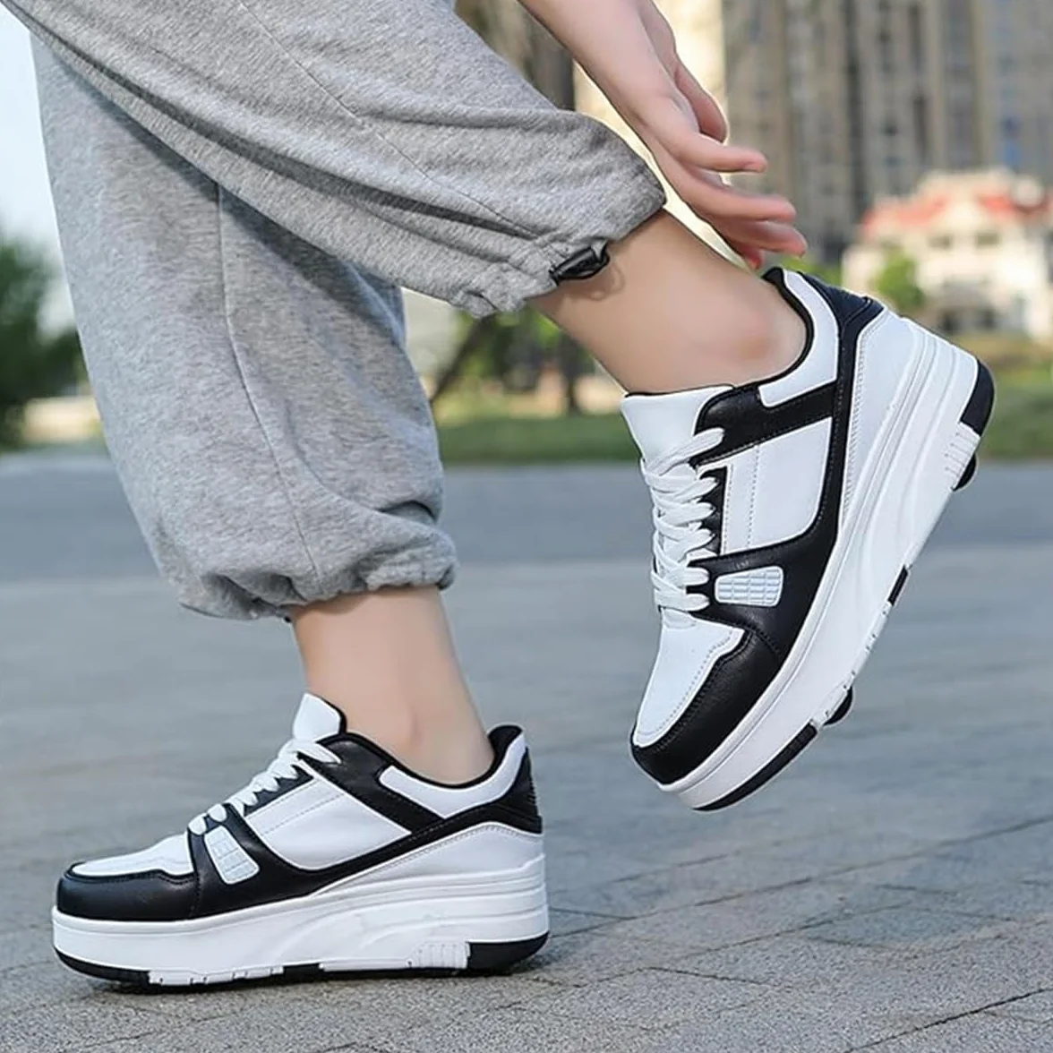 Zapatos con Ruedas Patines Retráctiles Niños Niñas Adolescente Adultos Zapatillas de Patinaje Desmontables