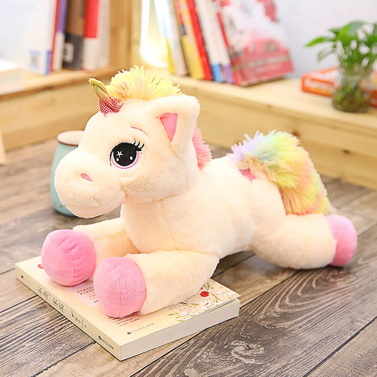 Trayosin Peluche de unicornio de 40/60 cm de alto, muy suave, con unicornio, para niños, niñas, regalo (beige y rosa, 40 cm)