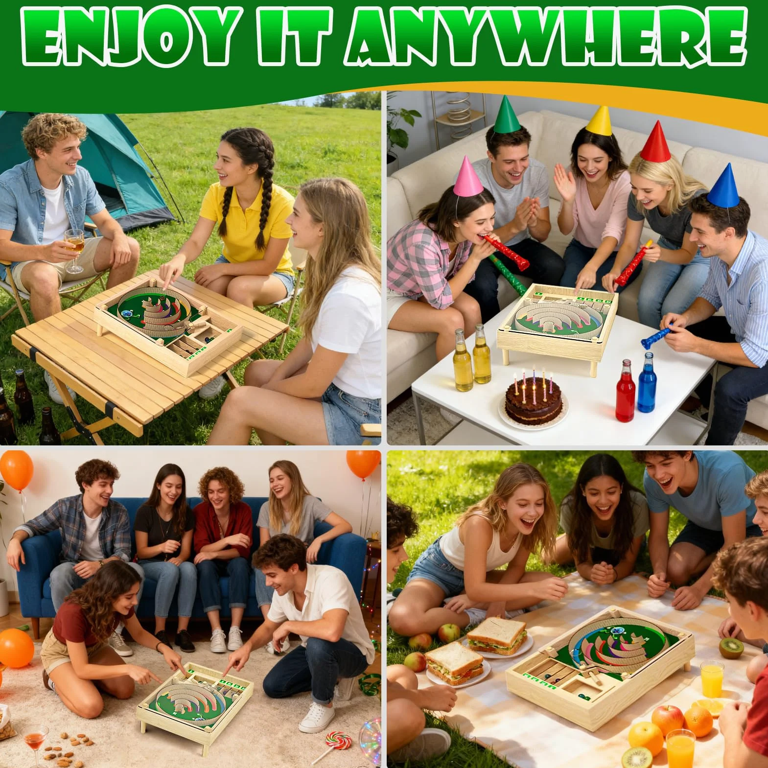Uping Juegos de Mesa Niños 6 Años Juegos de Mesa Adulto, Juguetes de Habilidad con Canicas y Puntuación de Madera Regalo para Niño 6 Años o Más