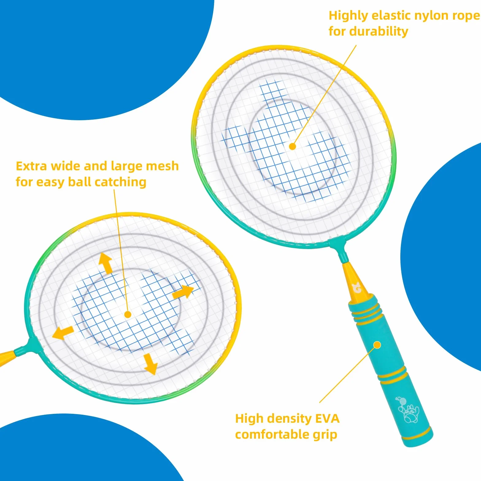 Juego de Raquetas de Bádminton para Niños 3-8 Años, 1 Par Ligeras Set con Bolsa de Transporte