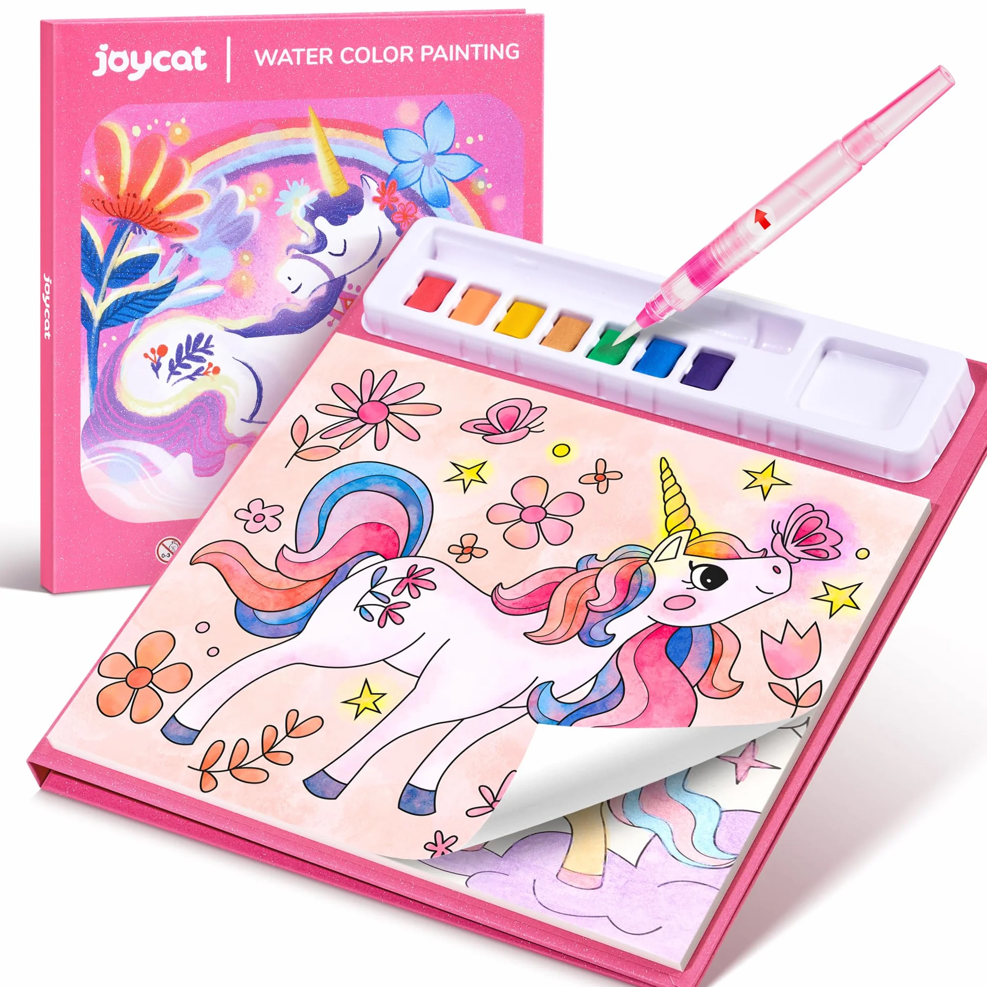 JoyCat Libro para colorear con acuarelas para niños pequeños a partir de 3-8 años, juego de acuarela para arte y manualidades, juguete educativo como regalo de cumpleaños para niños y niñas