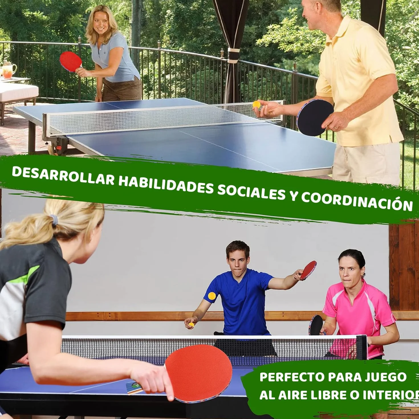 Set de Raquetas de Tenis de Mesa con 2 Raquetas y 3 Pelotas de Ping Pong