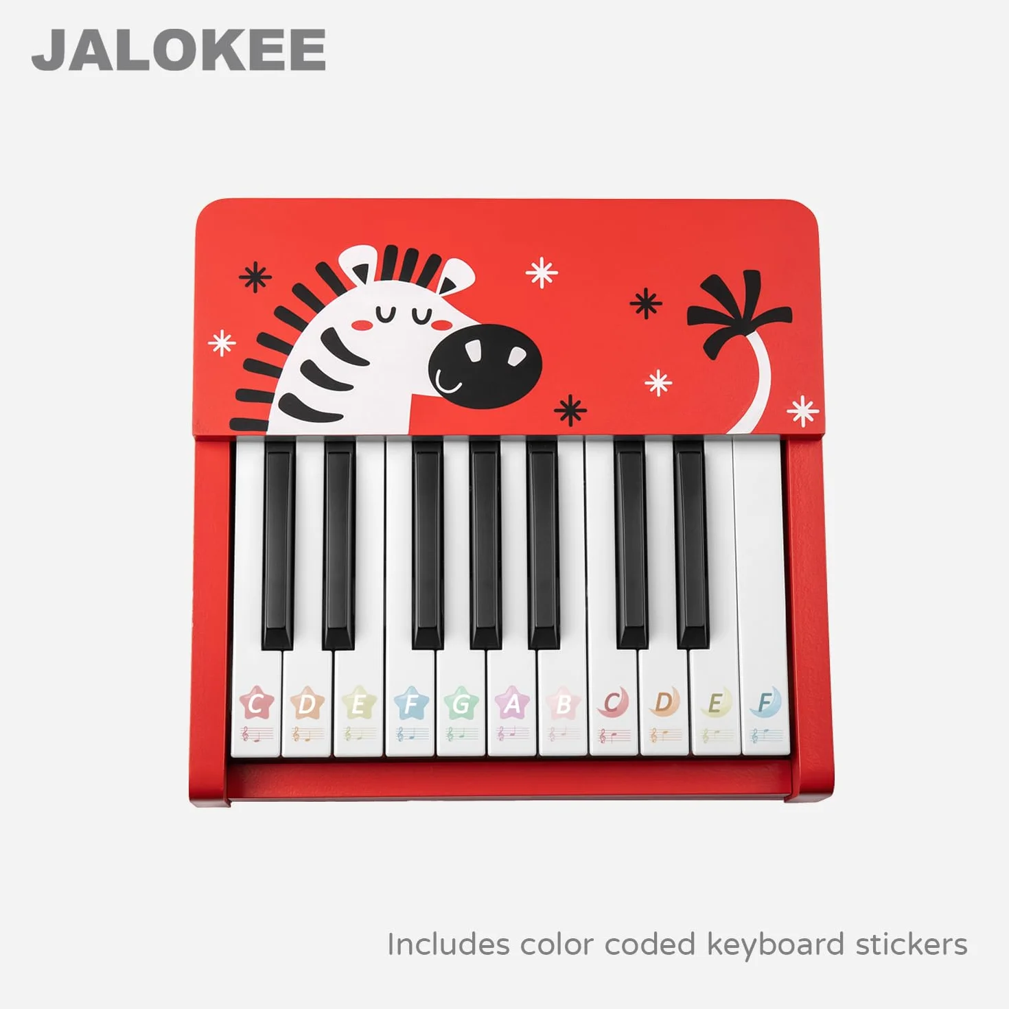 Teclado de piano para niños, 18 teclas piano digital, mini instrumento educativo de música, juguete de madera para bebés, niñas y niños (Rojo)