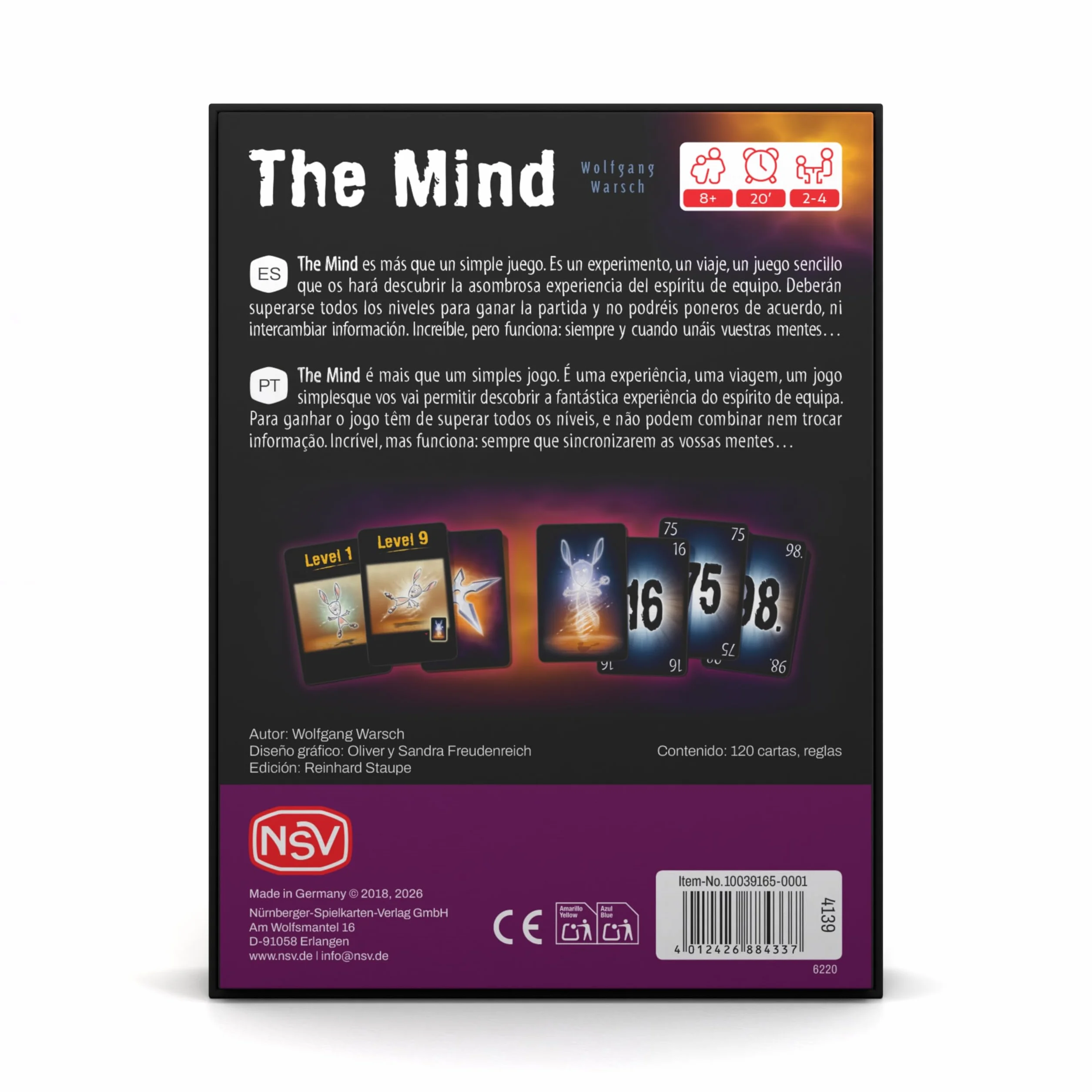 NSV The Mind Juego de Cartas Cooperativo Edición Español