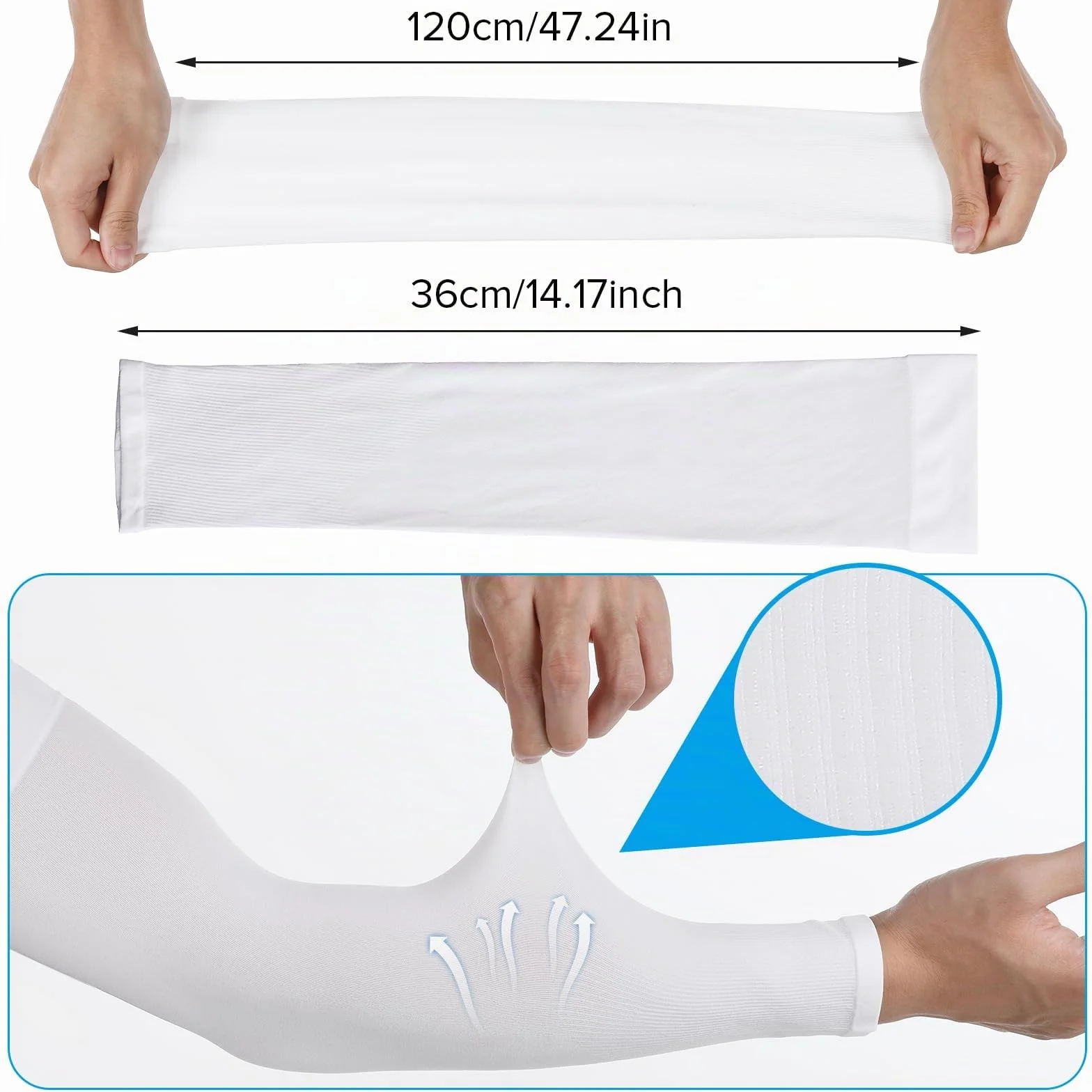 Tyqour 4 Pares Mangas UV Hombre Mujer Brazo Compresión Enfriamiento Conducir Golf Pesca Ciclismo Blanco Small