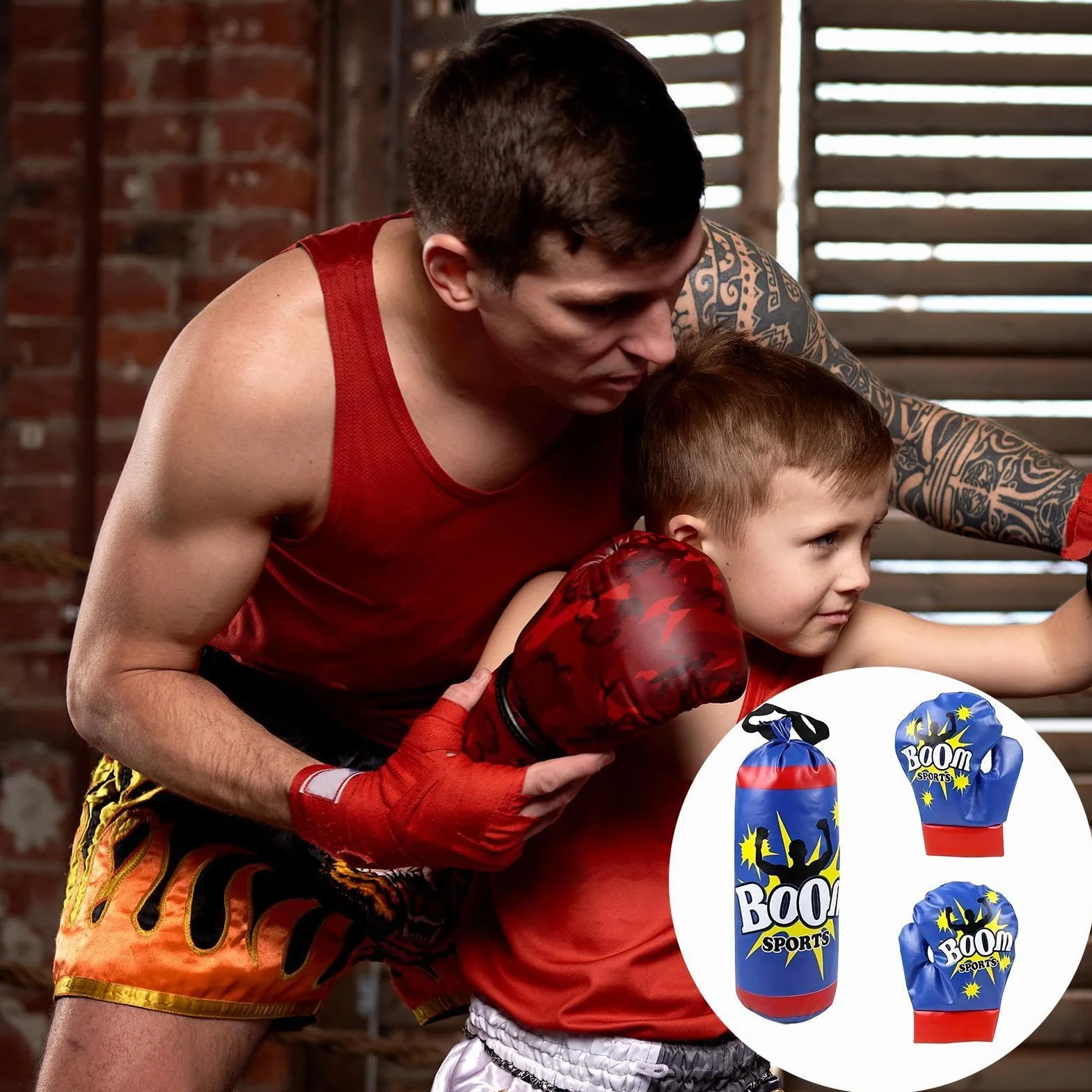Saco de Boxeo para Niños con Guantes, Equipo de Entrenamiento de Boxeo Profesional