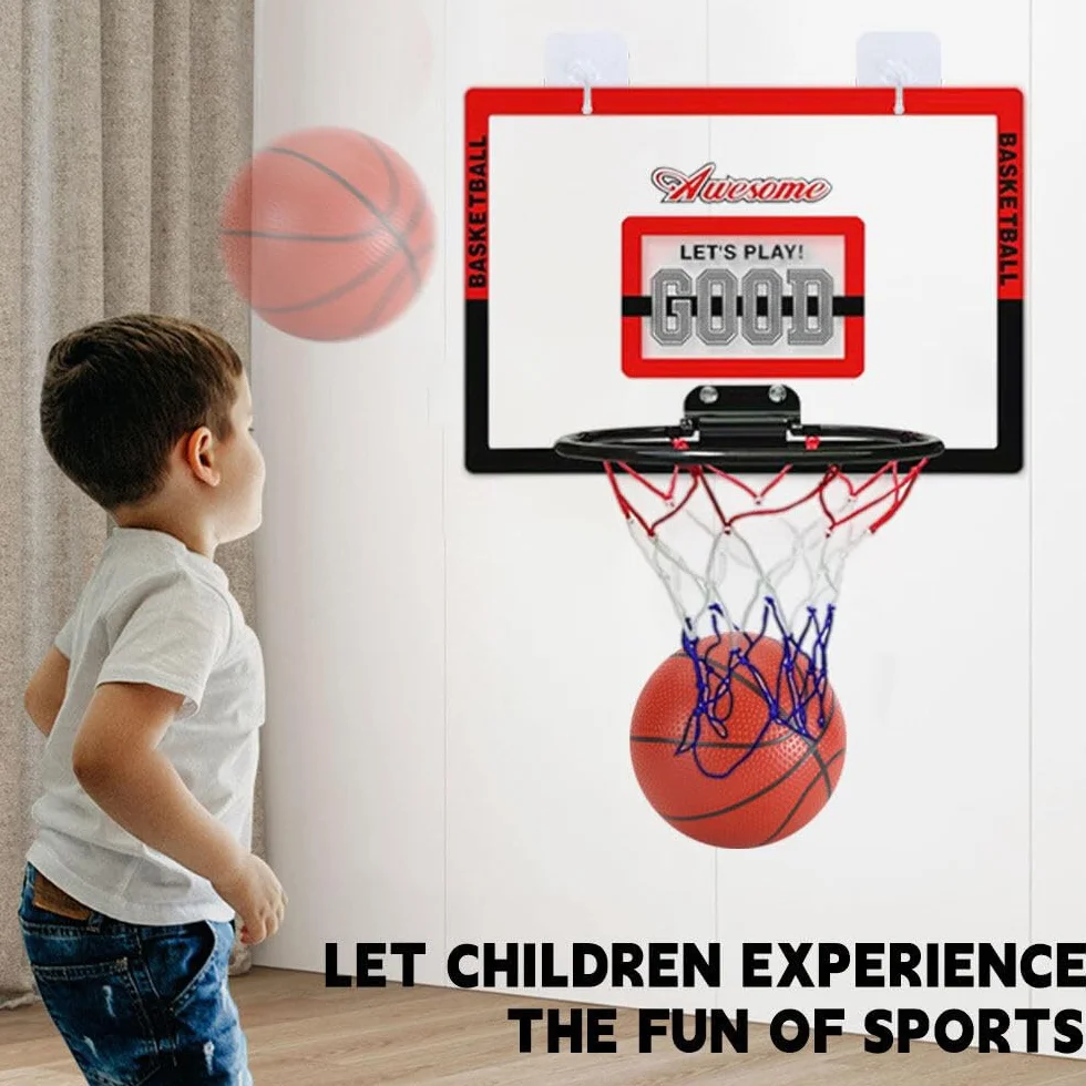 Canasta Infantil Mini con 2 Pelotas, Bomba y Ganchos para Interiores y Exteriores
