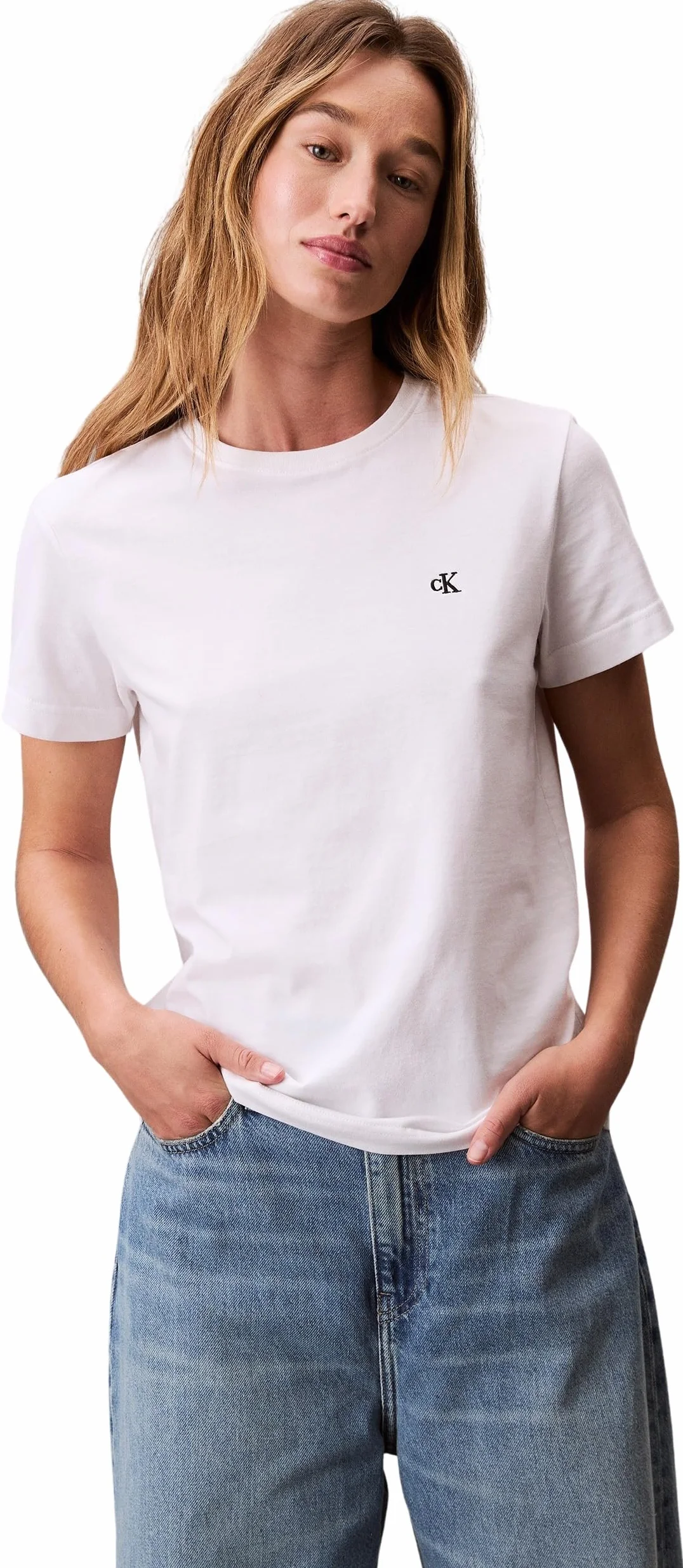 Calvin Klein Camiseta de Manga Corta Mujer Archive Jersey Cuello Redondo