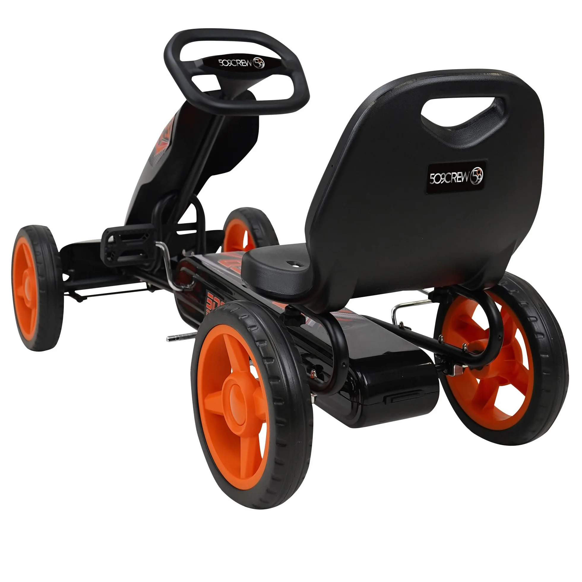 509 Crew XSpeed pedal karts - naranja, scooter, gráficos deportivos delanteros, asiento ajustable, ruedas de 4 radios con diámetro de 25 cm, con freno de mano, a partir de 4 años