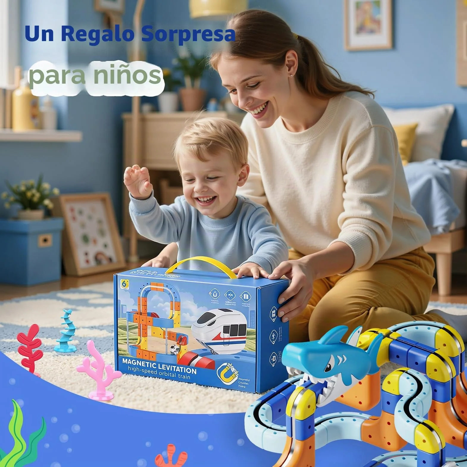 193 Piezas DIY Cube Track, Juguetes Niño Niña 3 4 5 6 7 8 Años Conjunto de Tren Eléctrico Clickrail con Pista Regalo de Cumpleaños Original para Niños