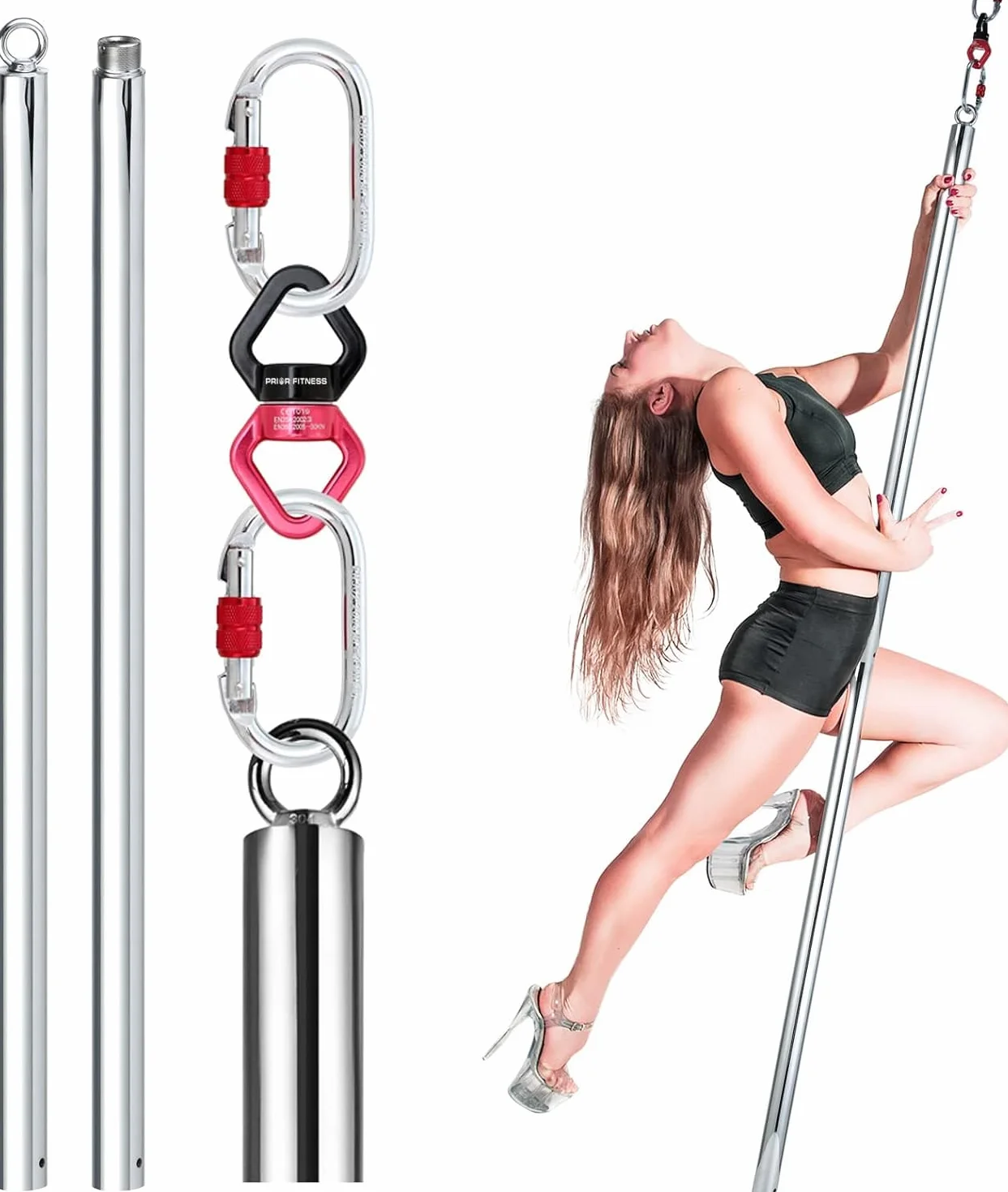 PRIOR FITNESS Palo Pole Dance 45 mm desmontable para gimnasio doméstico 150 kg