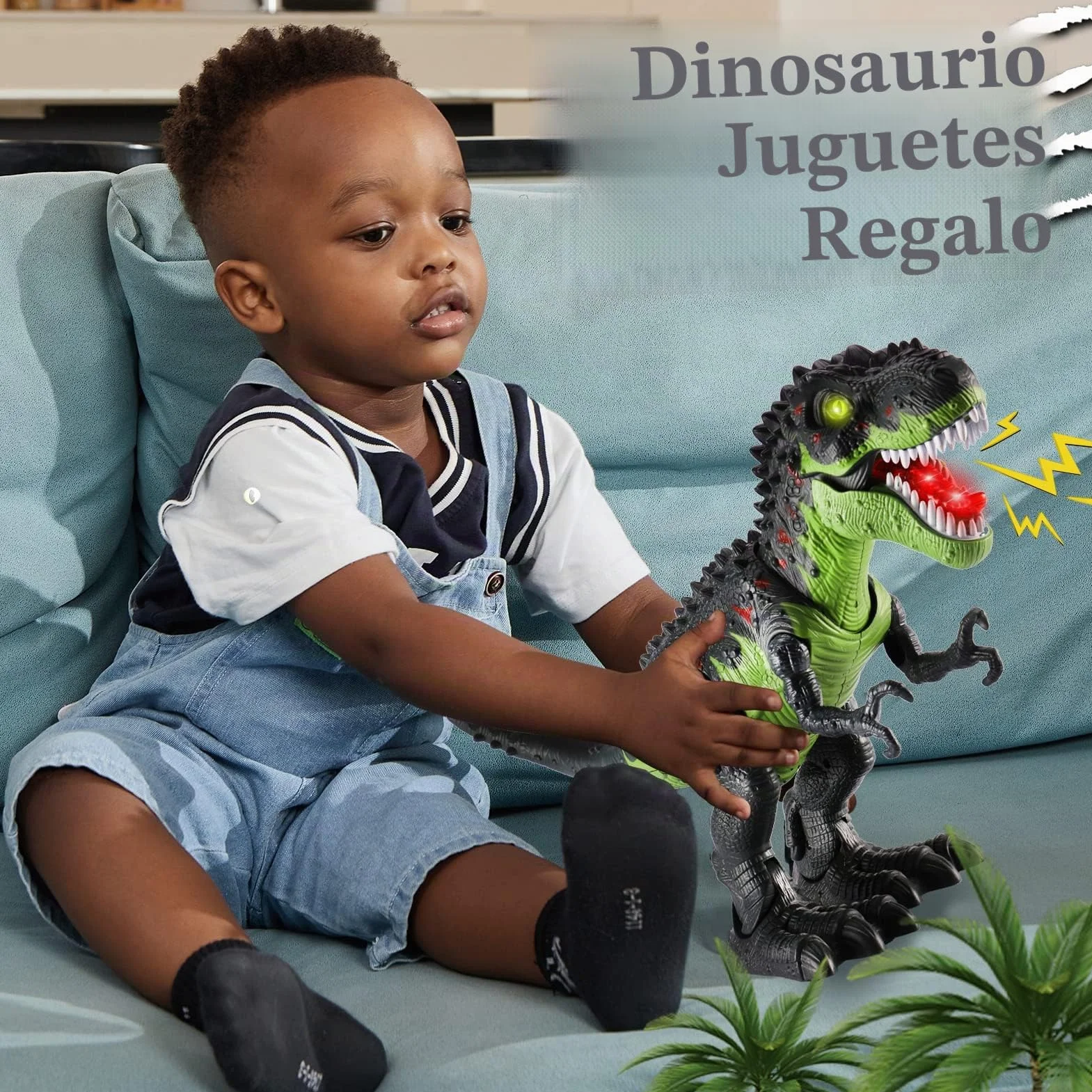 TOEY PLAY Dinosaurio Juguete Grande, Realistas Tiranosaurio Rex, Eléctrico Dinosaurios Juguetes con Sonido, Camina, Plástico Dino Figuras Regalos para Niños Niñas 3 Años (47 cm)
