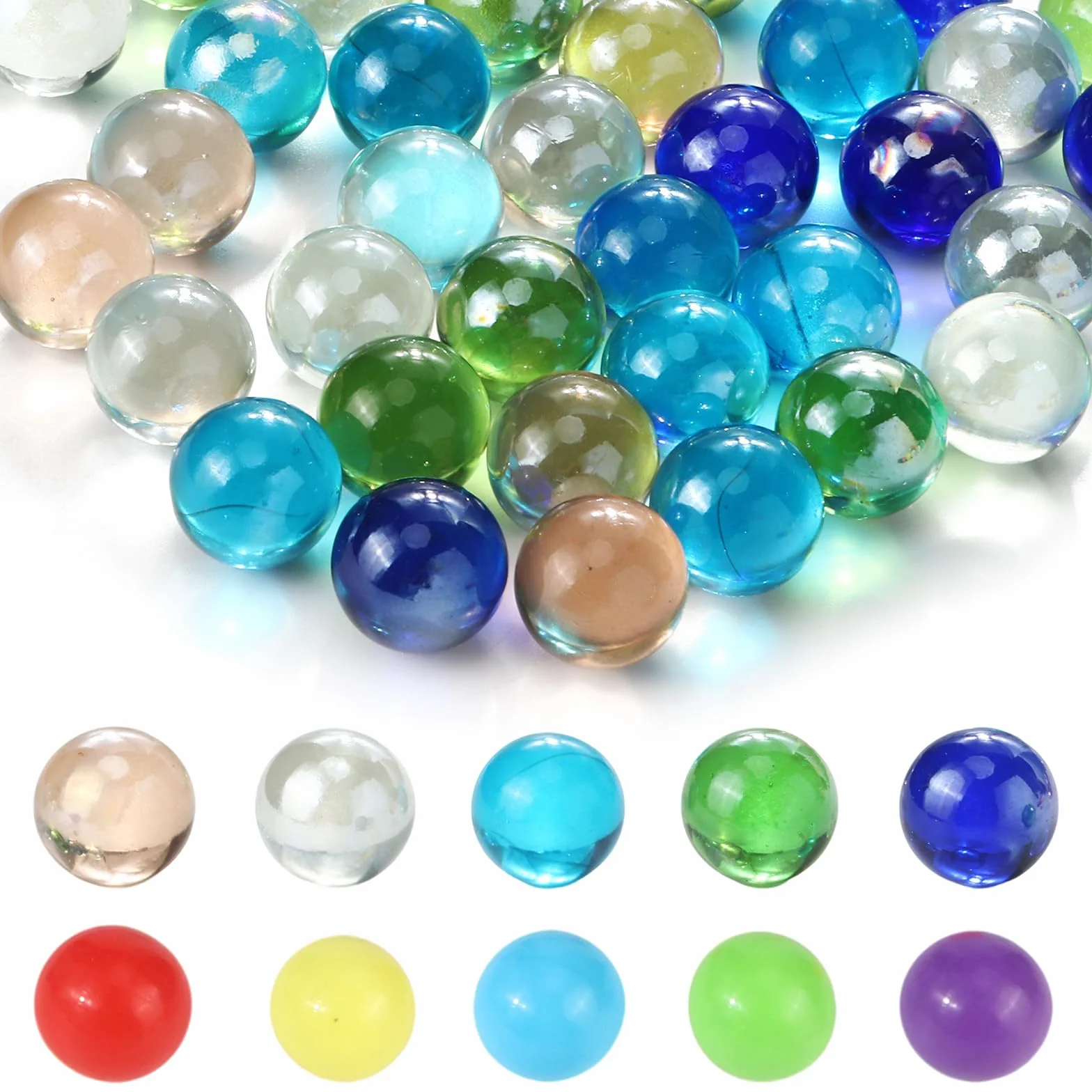 100 Piezas Coloridas Canicas de Cristal, para Juegos de Carreras de Canicas, Bricolaje y Decoración del Hogar